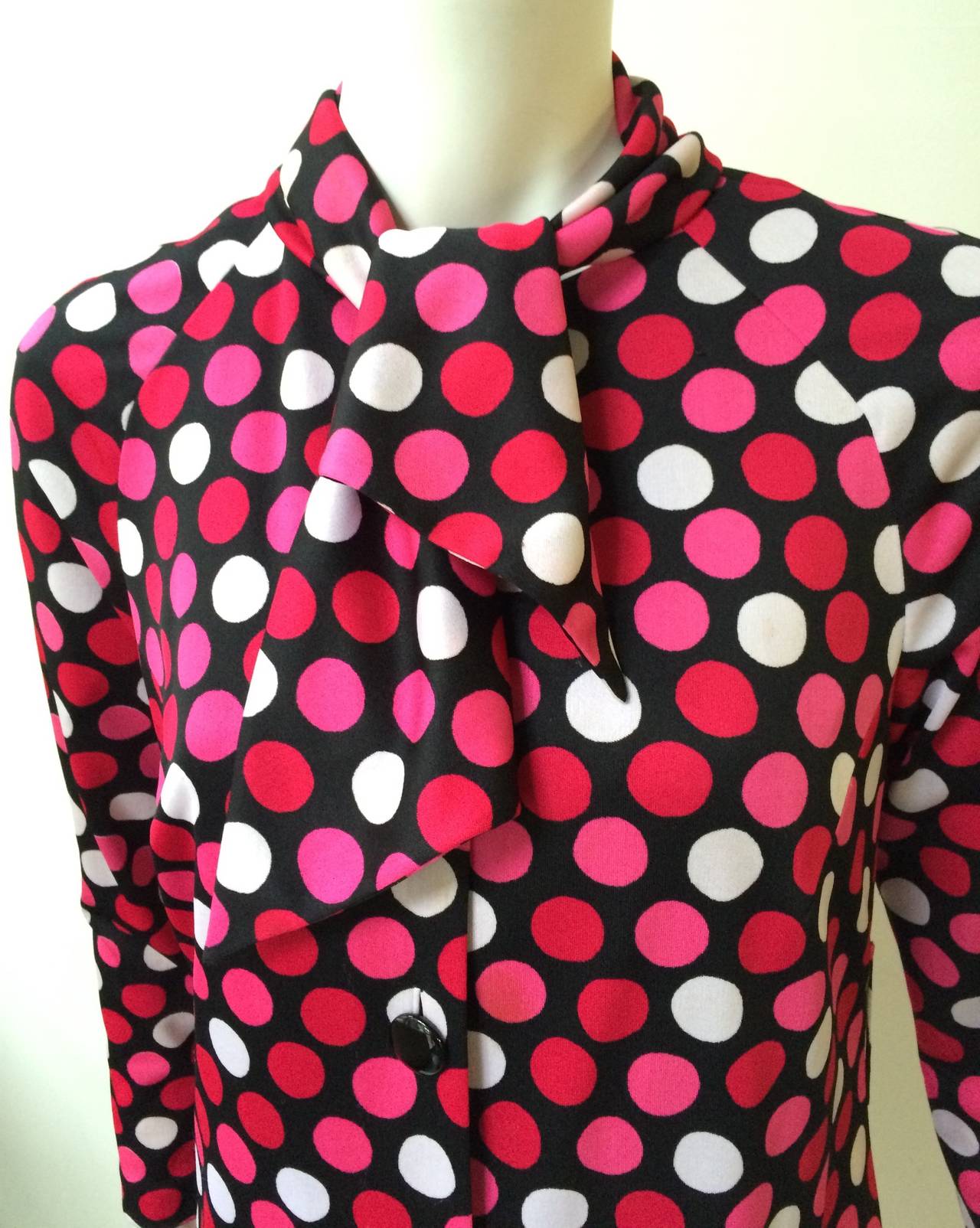 Pauline Trigere 80s polka dot dress. In Good Condition For Sale In Atlanta, GA