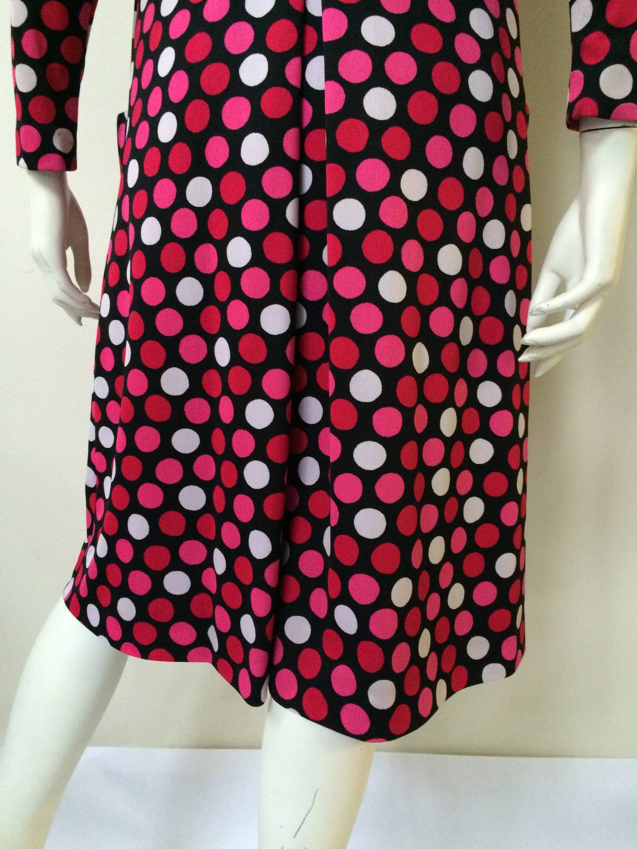 Pauline Trigere 80s polka dot dress. For Sale 2