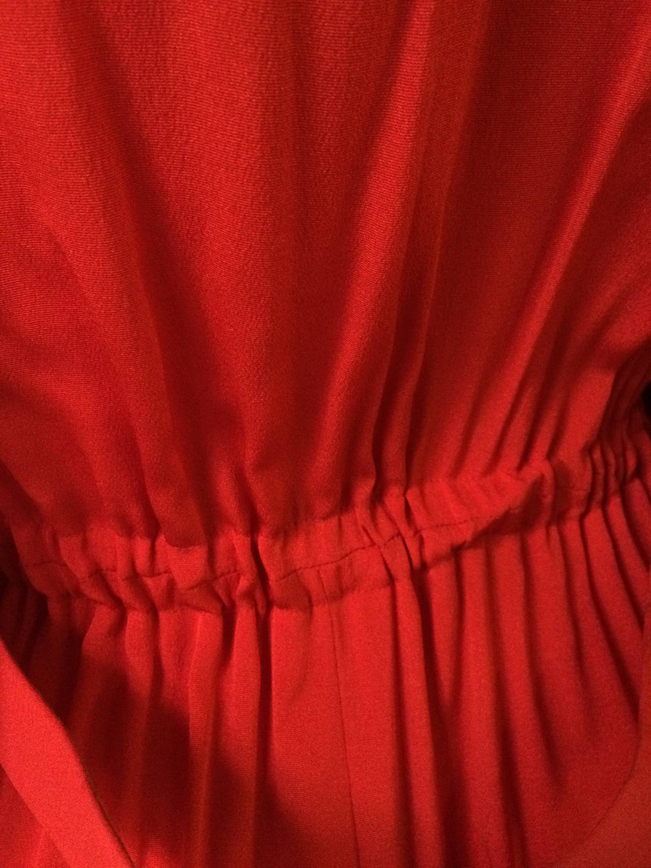 Geoffrey Beene 1960s Red Silk Maxi Dress with Pockets Size 4/6. For Sale 5
