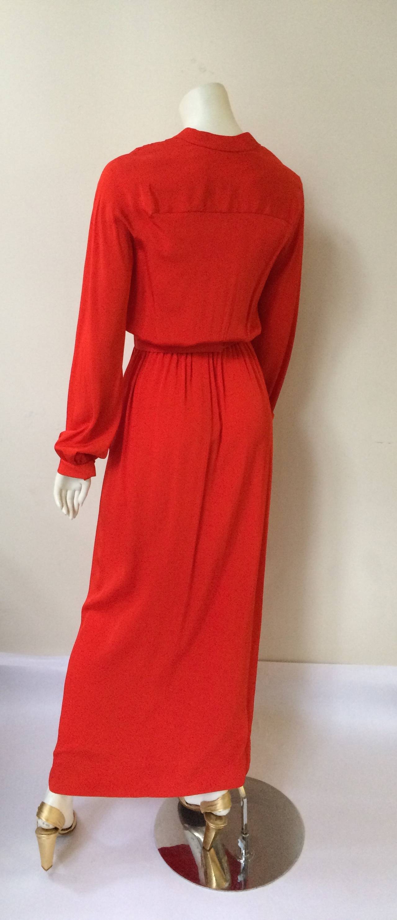 Geoffrey Beene 1960s Red Silk Maxi Dress with Pockets Size 4/6. For Sale 3