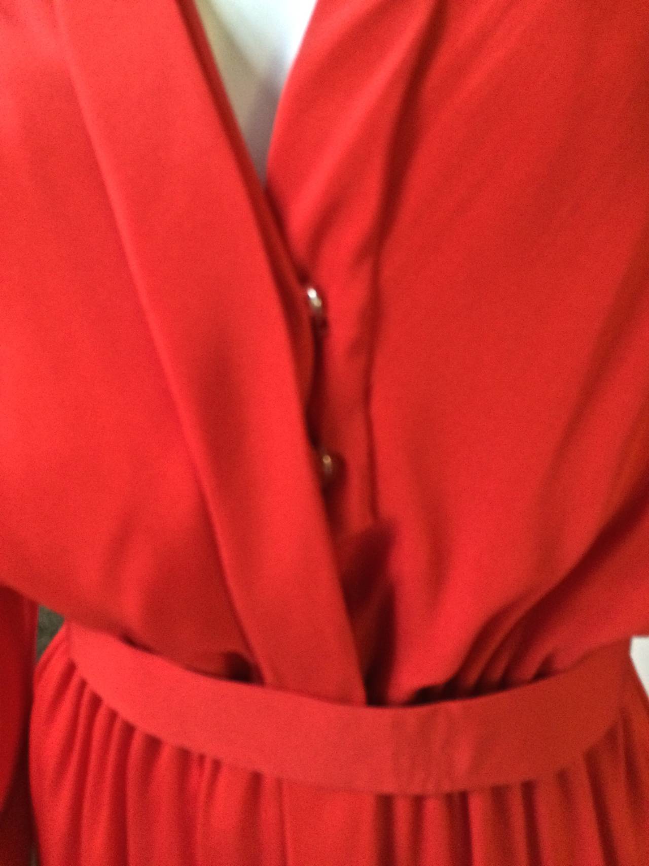 Geoffrey Beene 1960s Red Silk Maxi Dress with Pockets Size 4/6. For Sale 2