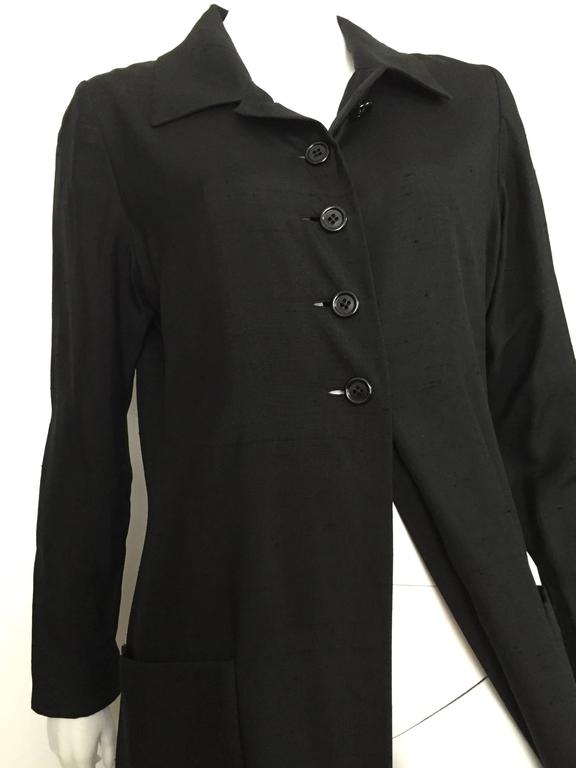 Gustave Tassell 1960 black silk long coat size 12. For Sale at 1stDibs