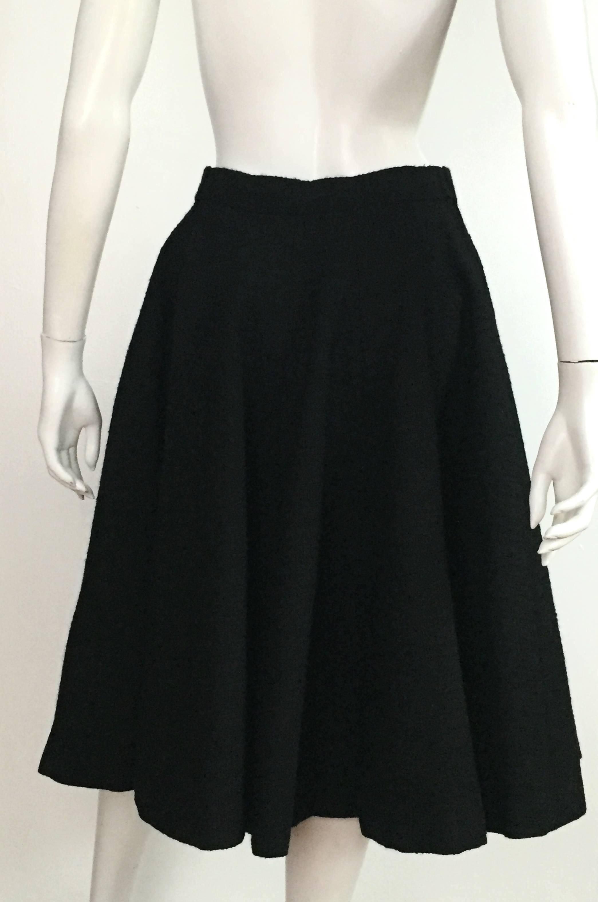 Black Norman Norell 1957 black wool flare skirt size 6 / 8.  For Sale