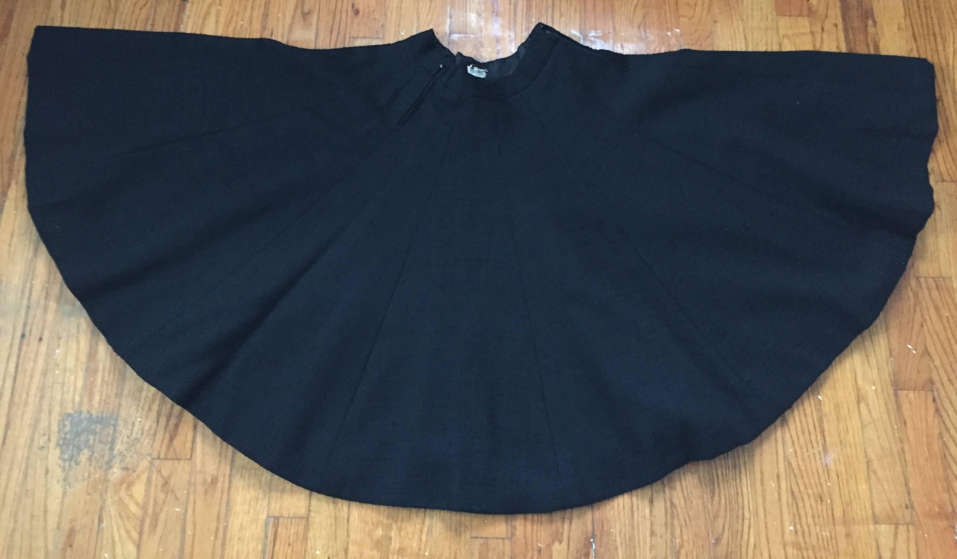 Norman Norell 1957 black wool flare skirt size 6 / 8.  For Sale 2