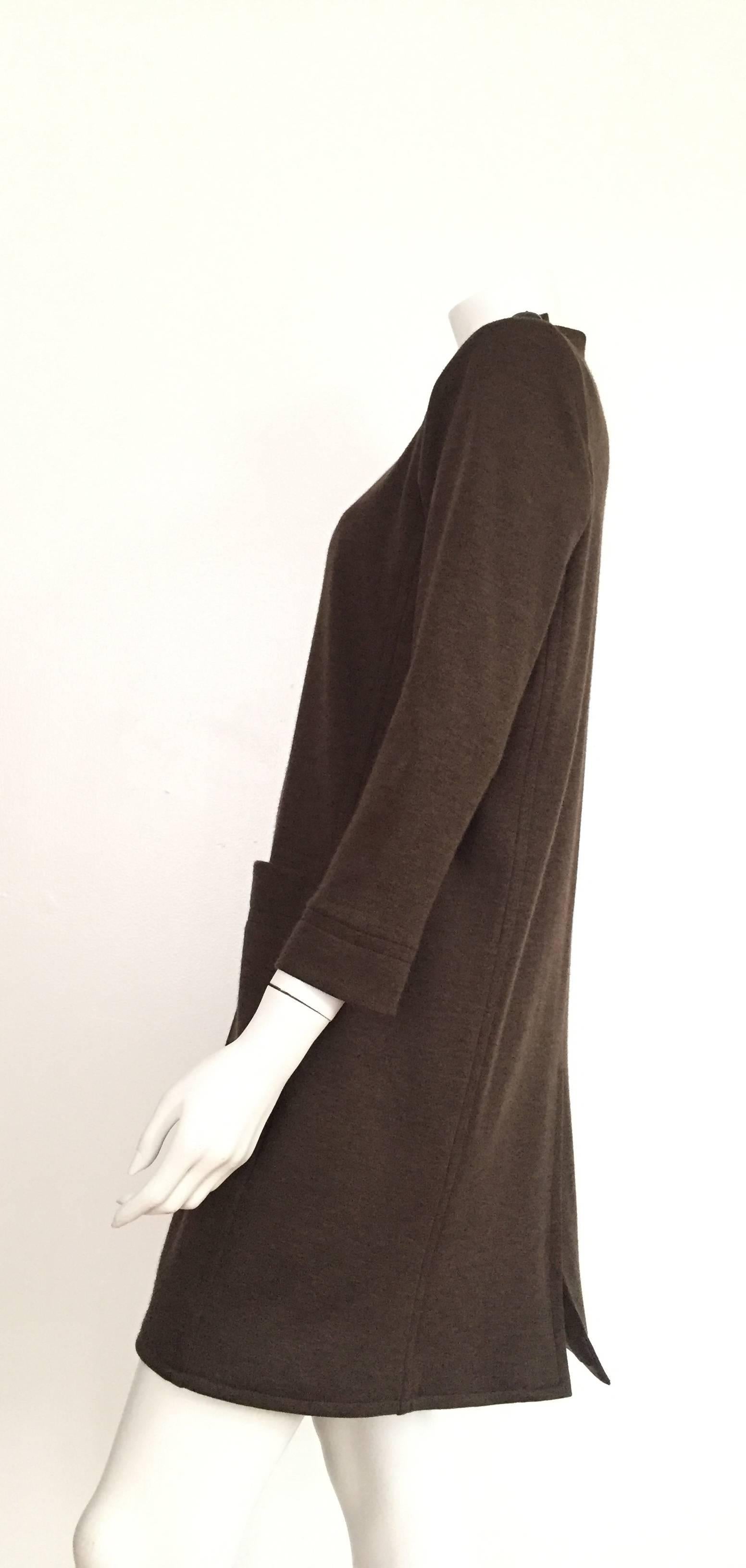 Yves Saint Laurent Rive Gauche Size 6 - 8 Cashmere Olive MOD Dress, 1990s  For Sale 2