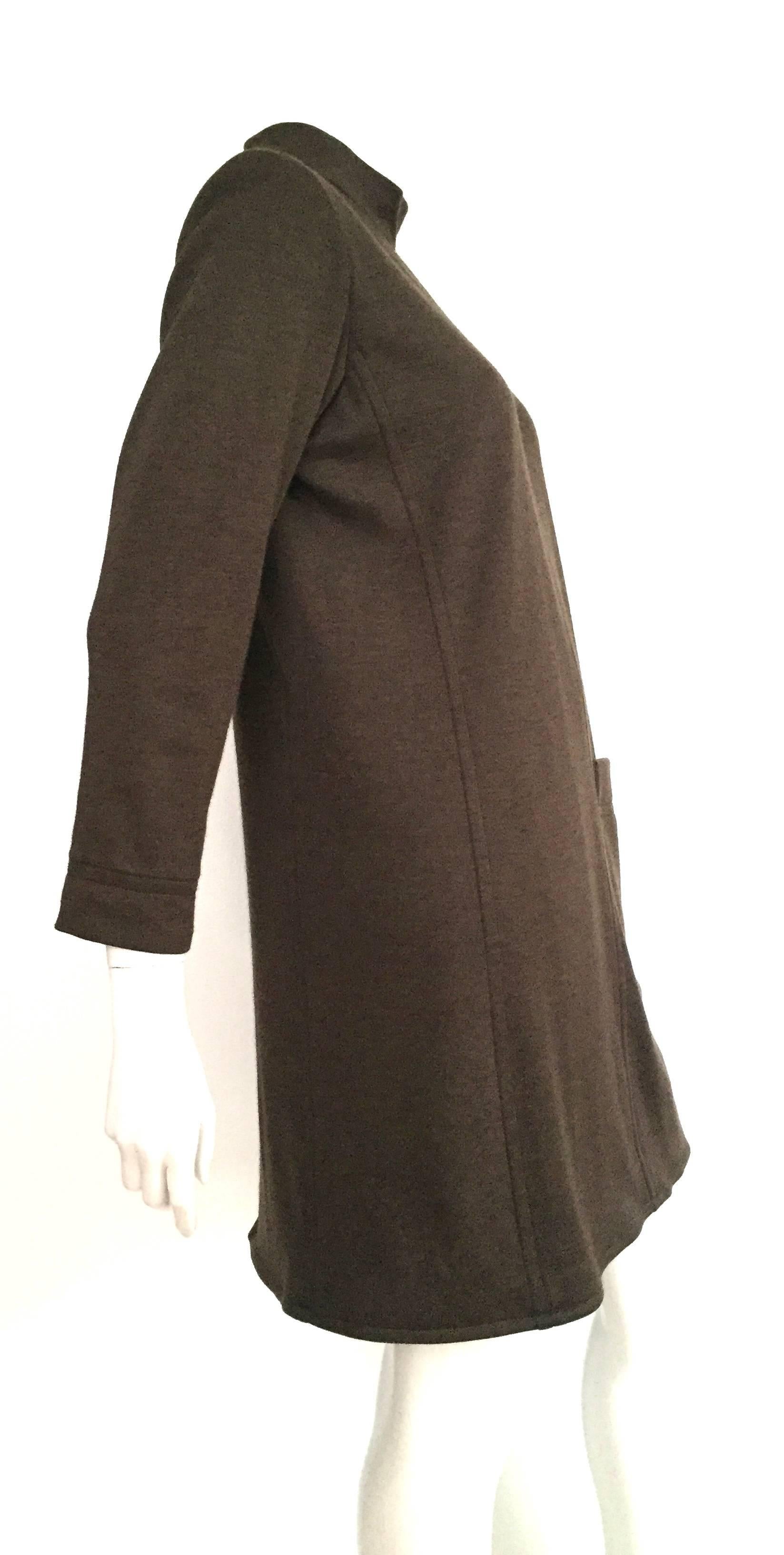 Yves Saint Laurent Rive Gauche Size 6 - 8 Cashmere Olive MOD Dress, 1990s  For Sale 1