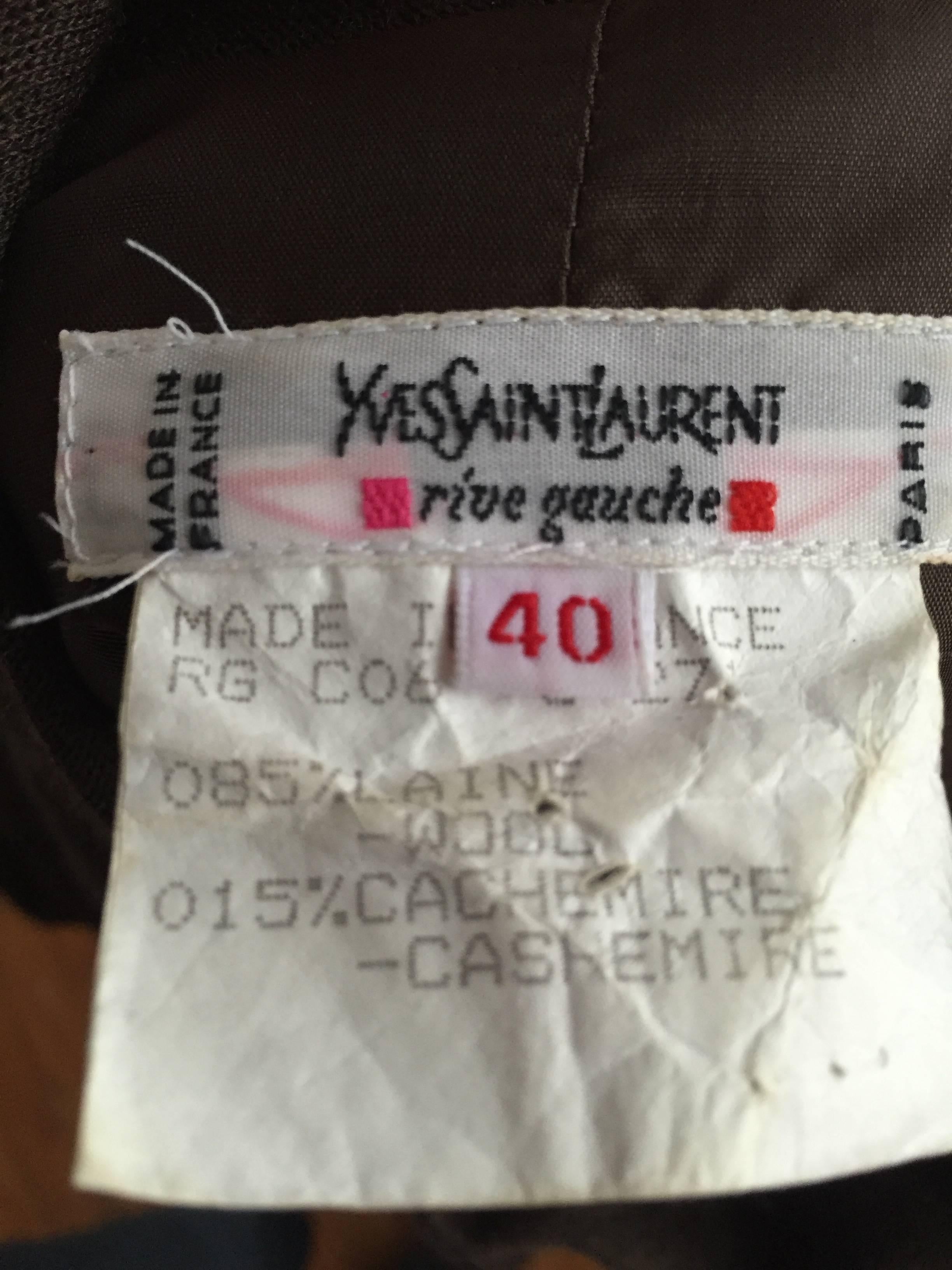 Yves Saint Laurent Rive Gauche Size 6 - 8 Cashmere Olive MOD Dress, 1990s  For Sale 5
