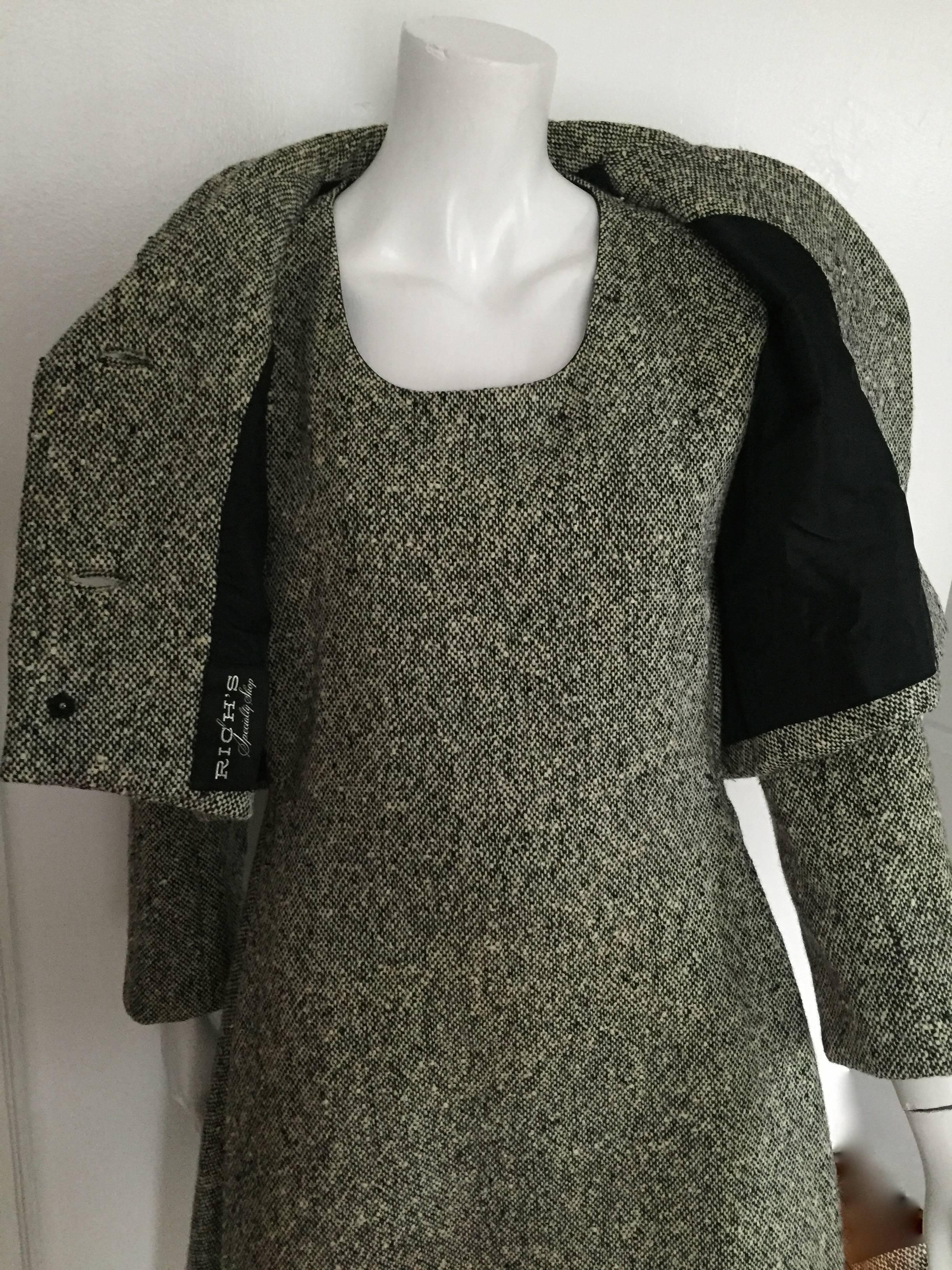 Gustave Tassell 1965 wool dress with jacket size 12 / 14.  For Sale 2