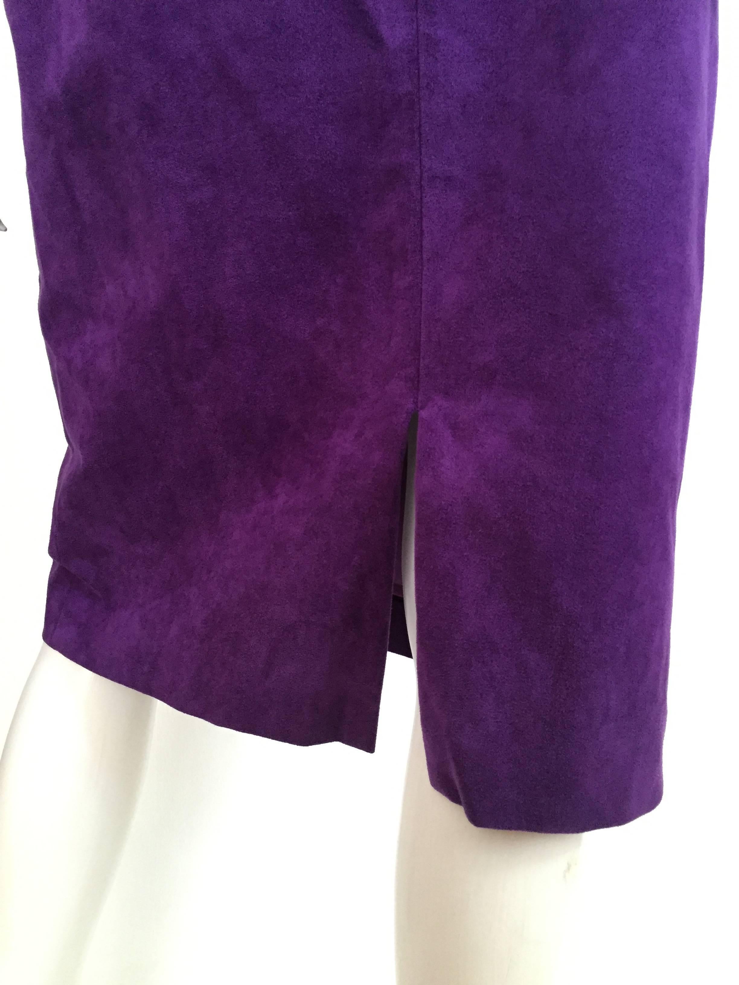 Lilli Ann 1970s Violet Ultra Suede Skirt Suit Size 6   For Sale 1