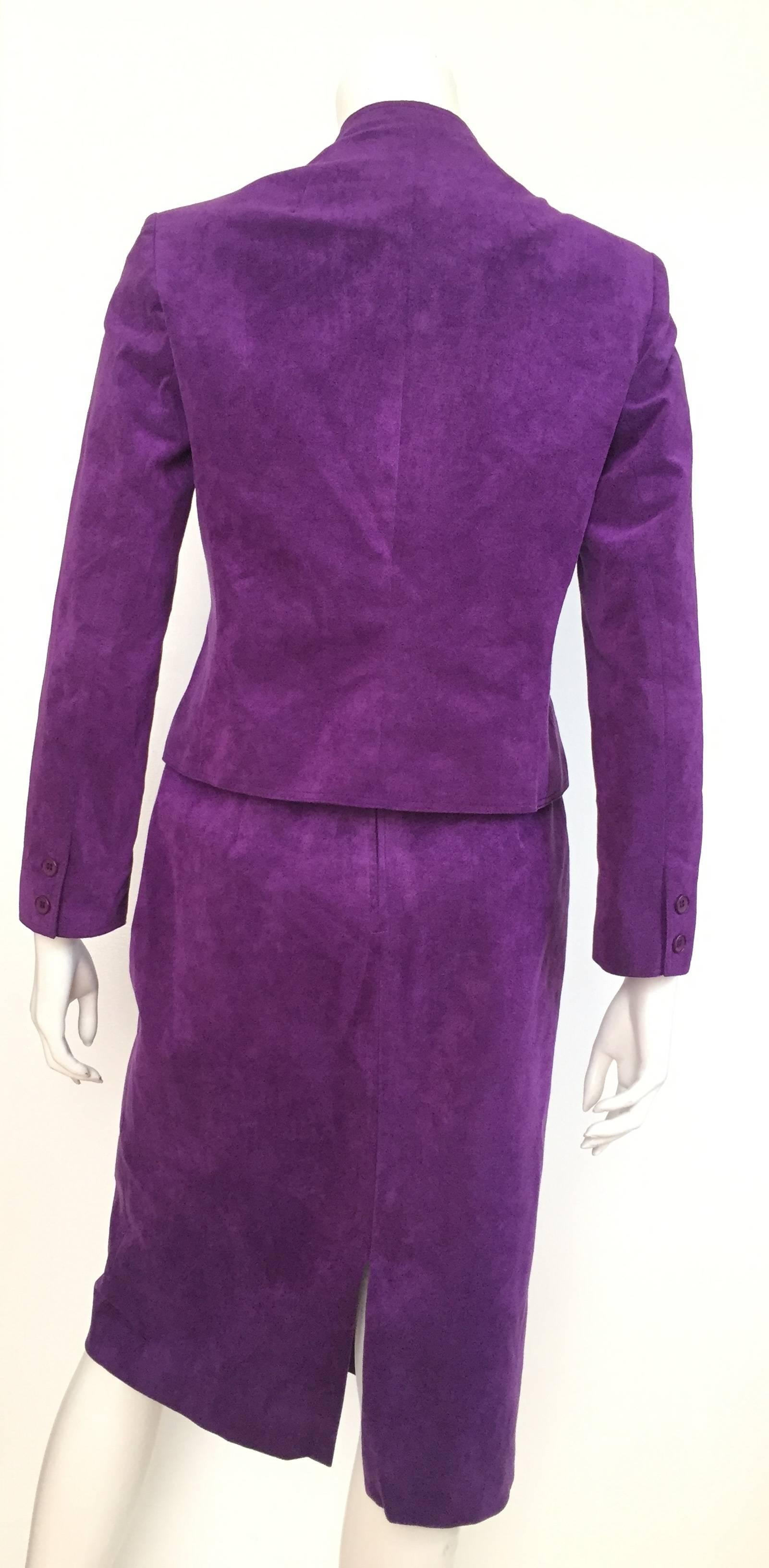 Women's Lilli Ann 1970s Violet Ultra Suede Skirt Suit Size 6   For Sale