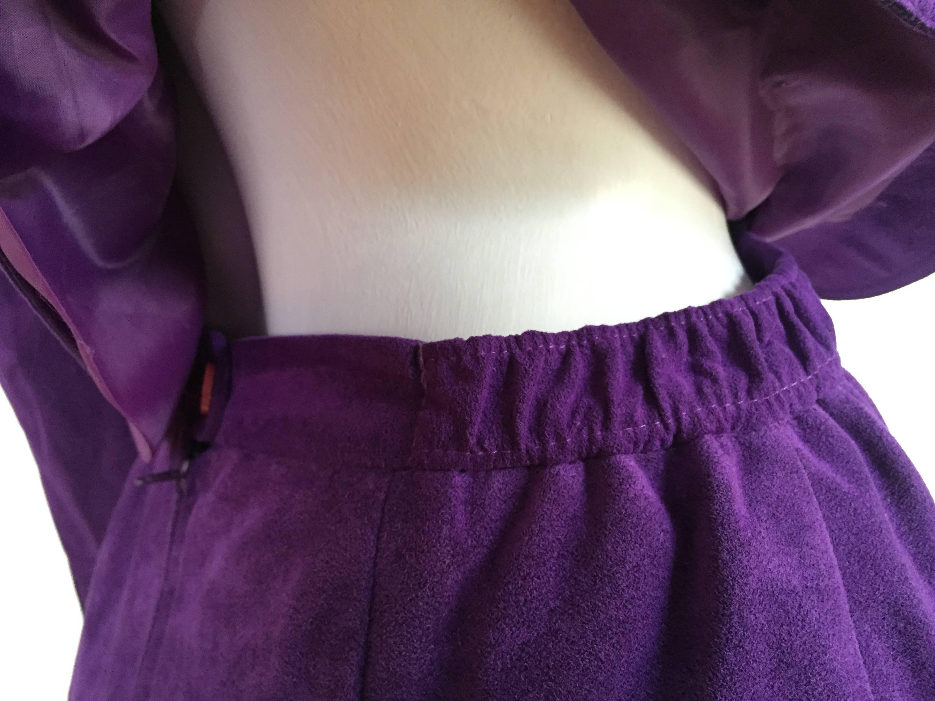 Lilli Ann 1970s Violet Ultra Suede Skirt Suit Size 6   For Sale 2