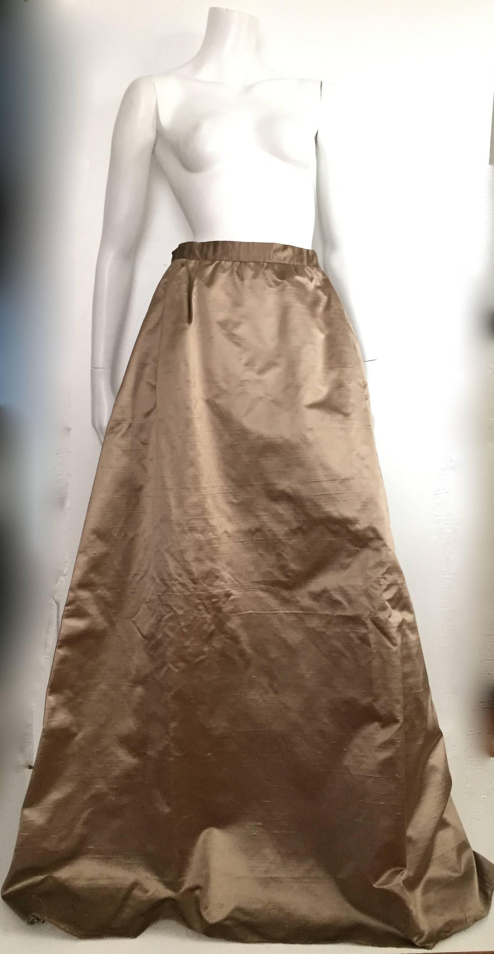 Brown Norman Norell 1957 silk evening skirt & shawl size 8.  For Sale