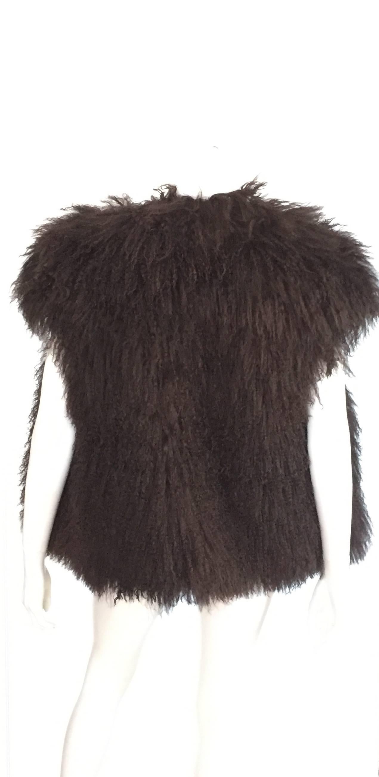Sonia Rykiel Mongolian Fur Vest Size 6 / 8.  In Excellent Condition In Atlanta, GA