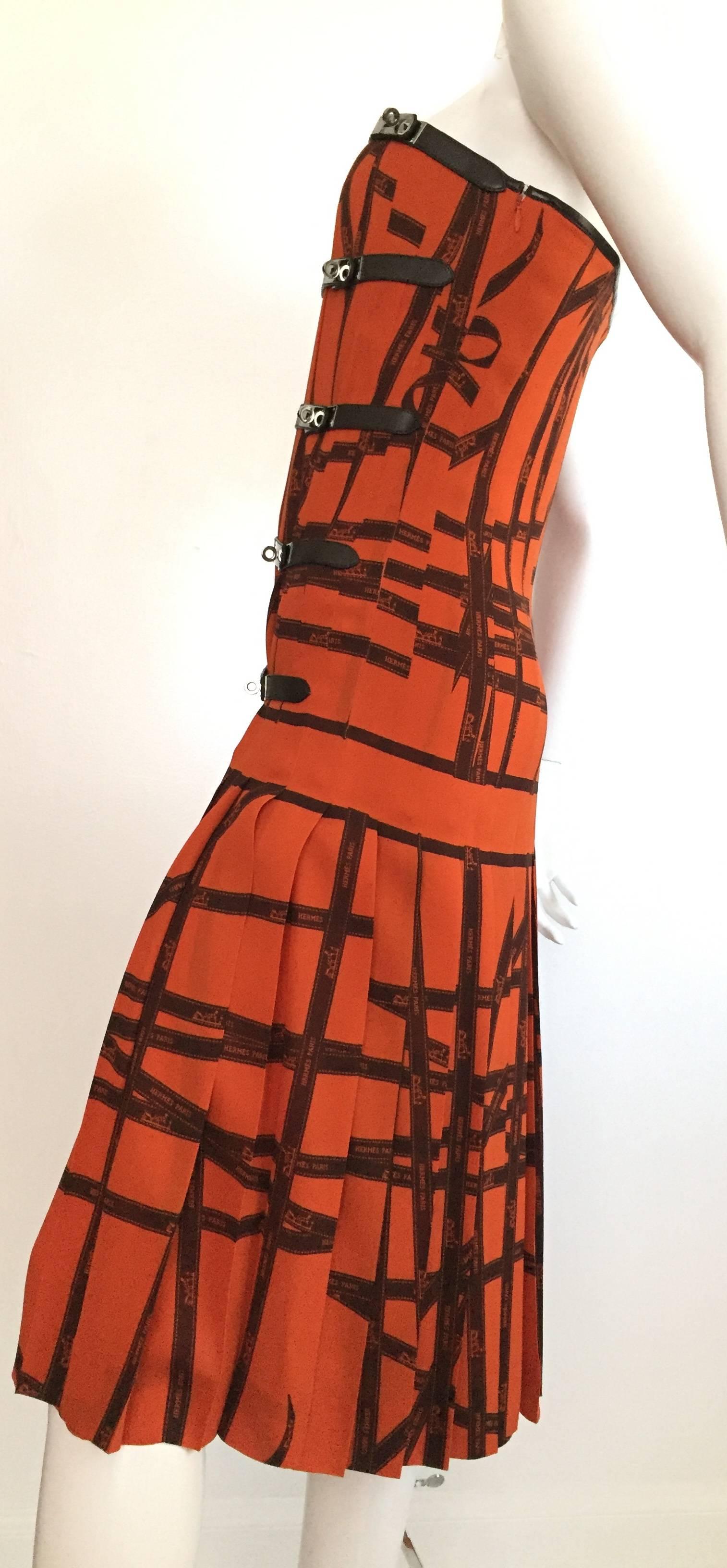 Hermes by Jean Paul Gaultier 2004 Ribbon silk dress size 4.  For Sale 2