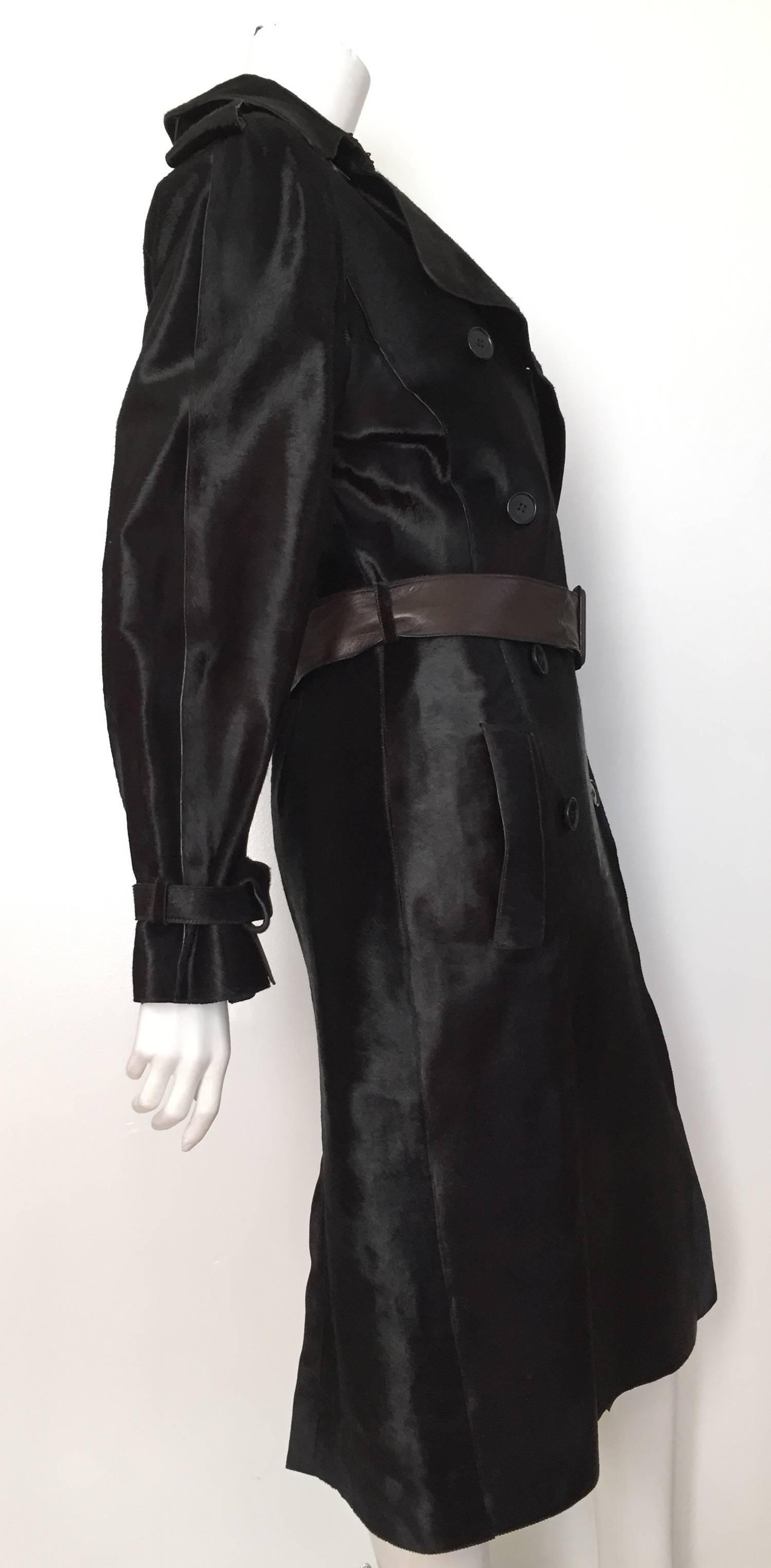 Hermes by Jean Paul Gaultier 2004 brown calf skin trench coat size 6. In New Condition For Sale In Atlanta, GA