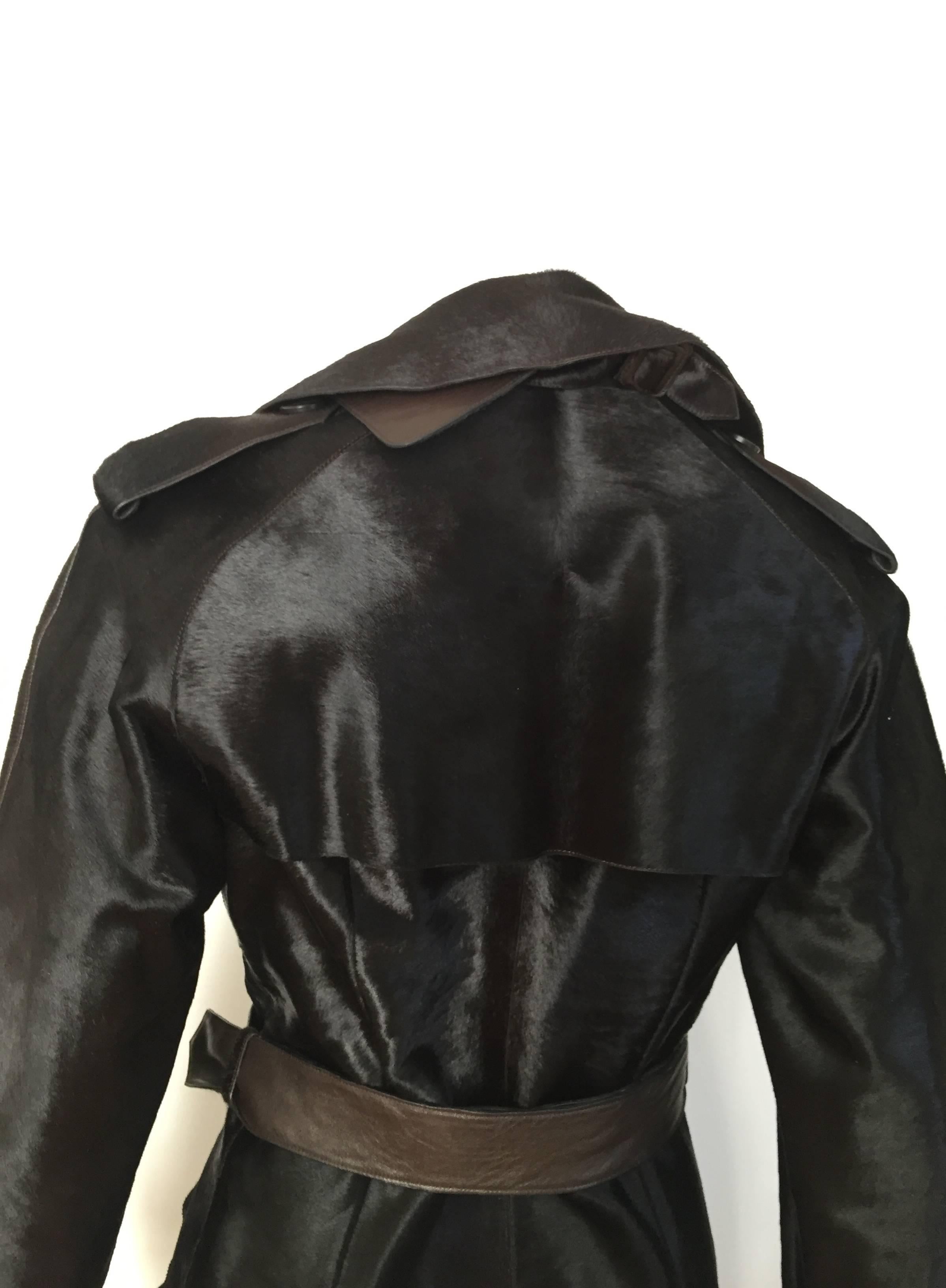 Hermes by Jean Paul Gaultier 2004 brown calf skin trench coat size 6. For Sale 1