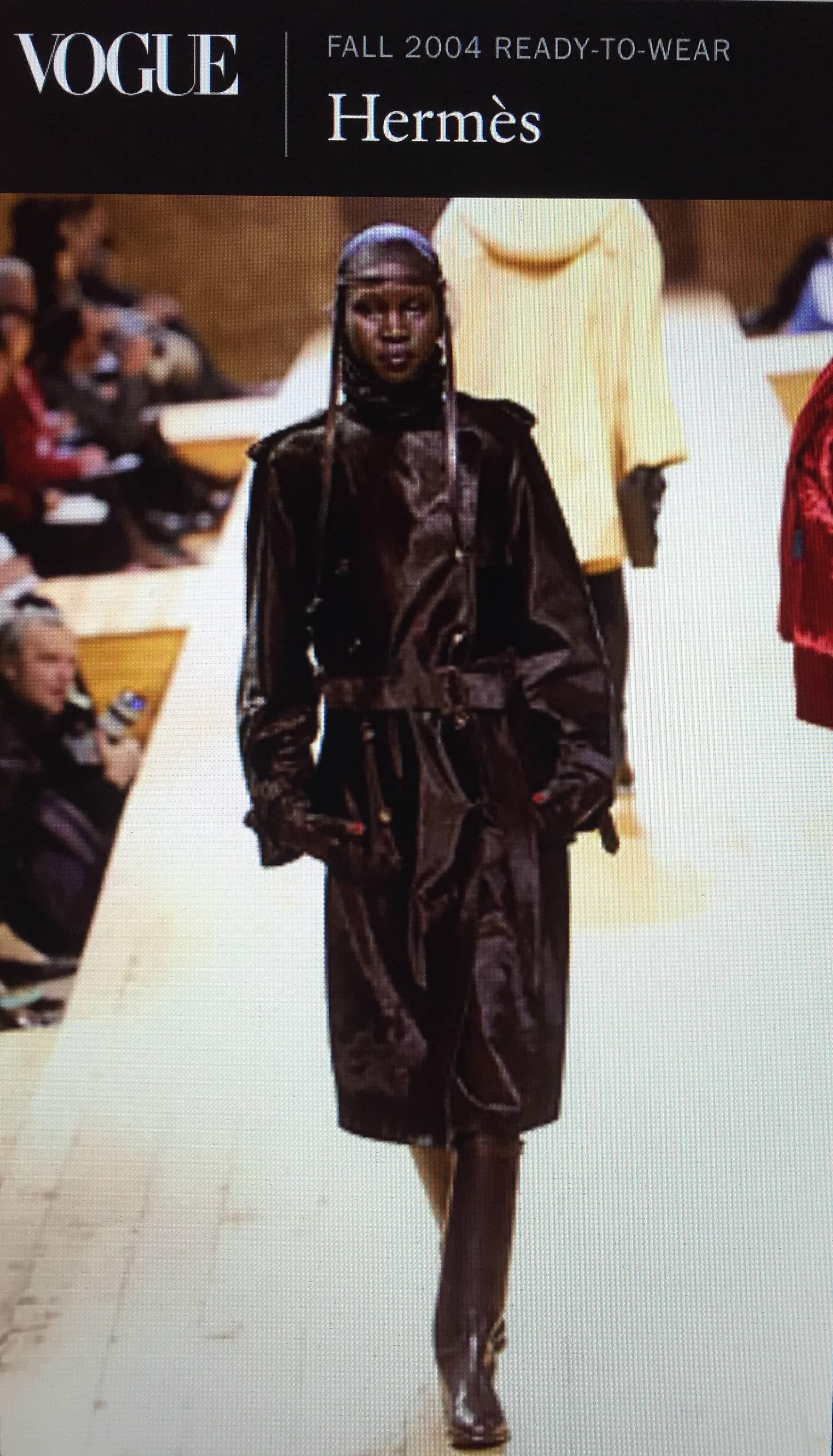 Hermes by Jean Paul Gaultier 2004 brown calf skin trench coat size 6. For Sale 6
