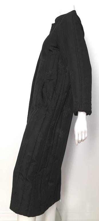 Bergdorf Goodman 80s black silk long quilted coat size 6 / 8. For Sale ...