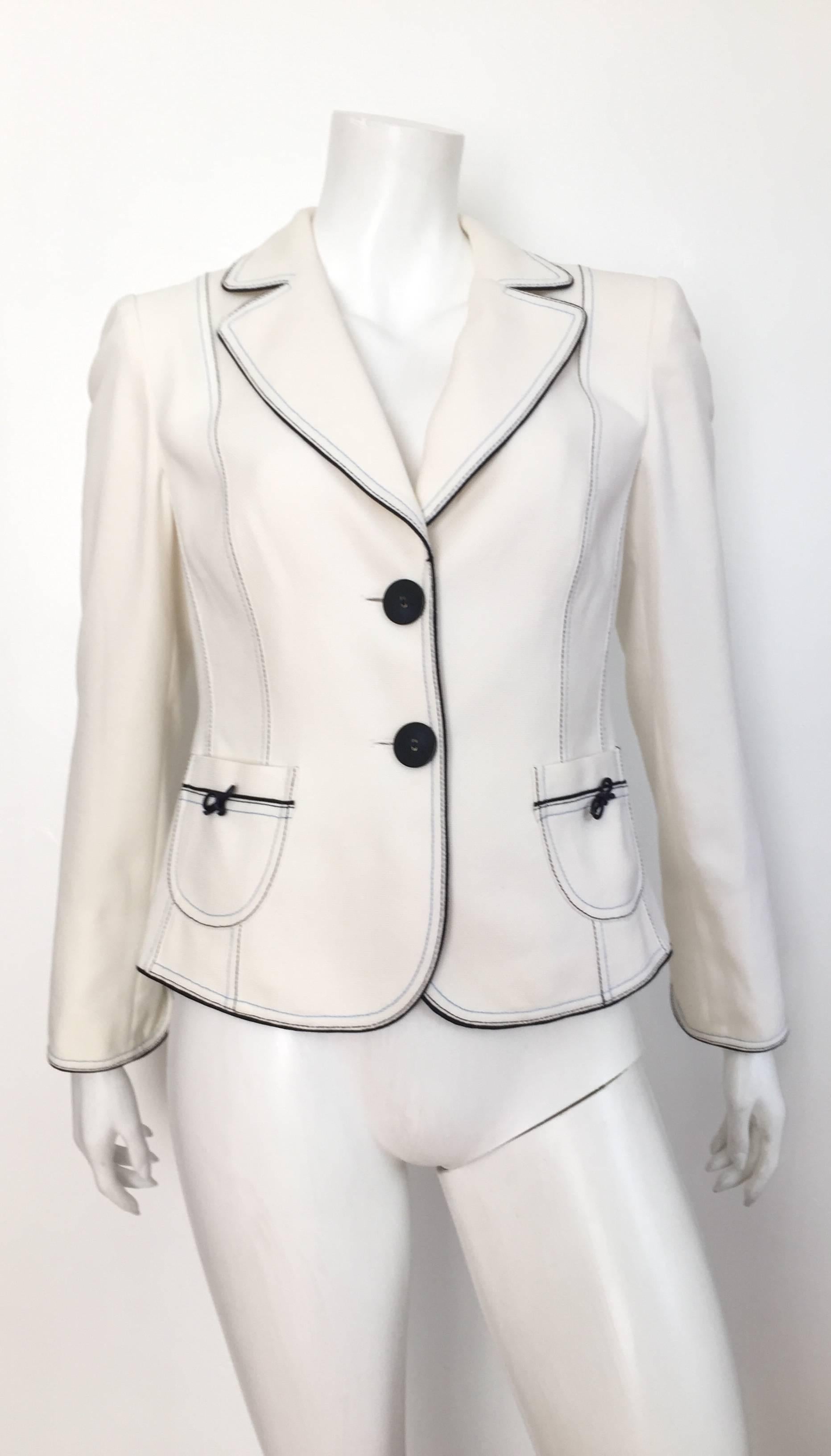 Biba White Cotton Jacket size 6.  For Sale 5