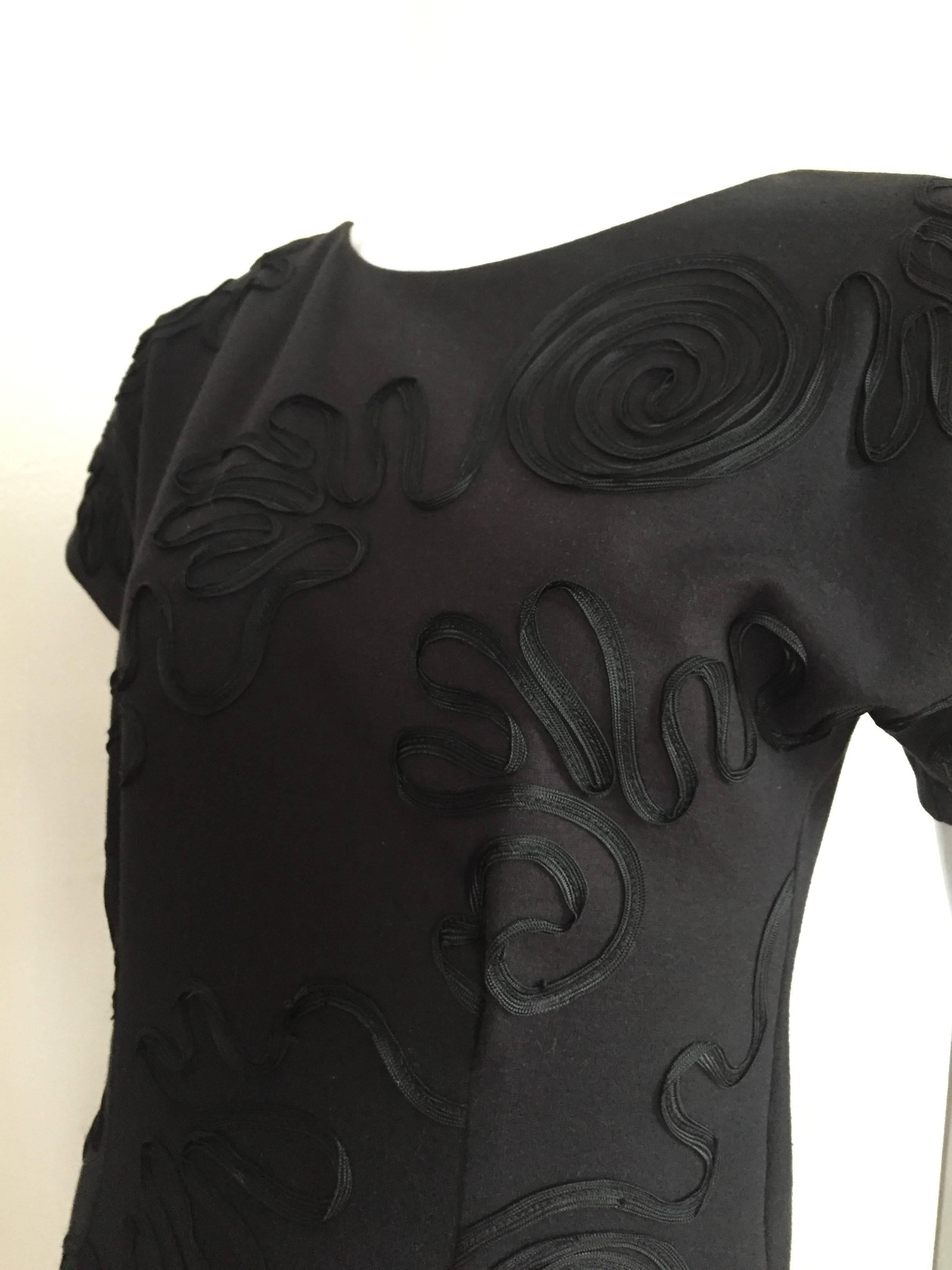 Leo Narducci Cotton Black Mini Dress, Size 4  For Sale 2