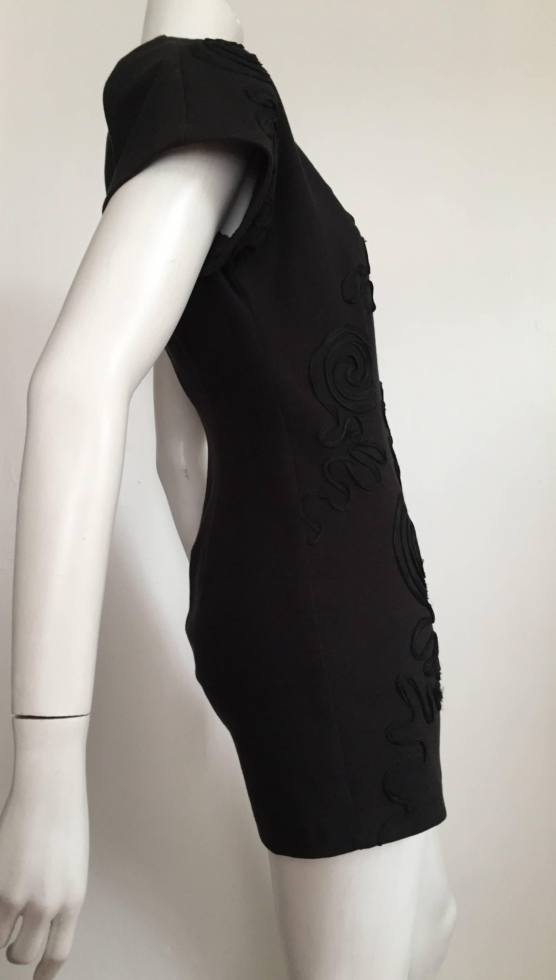 Women's Leo Narducci Cotton Black Mini Dress, Size 4  For Sale