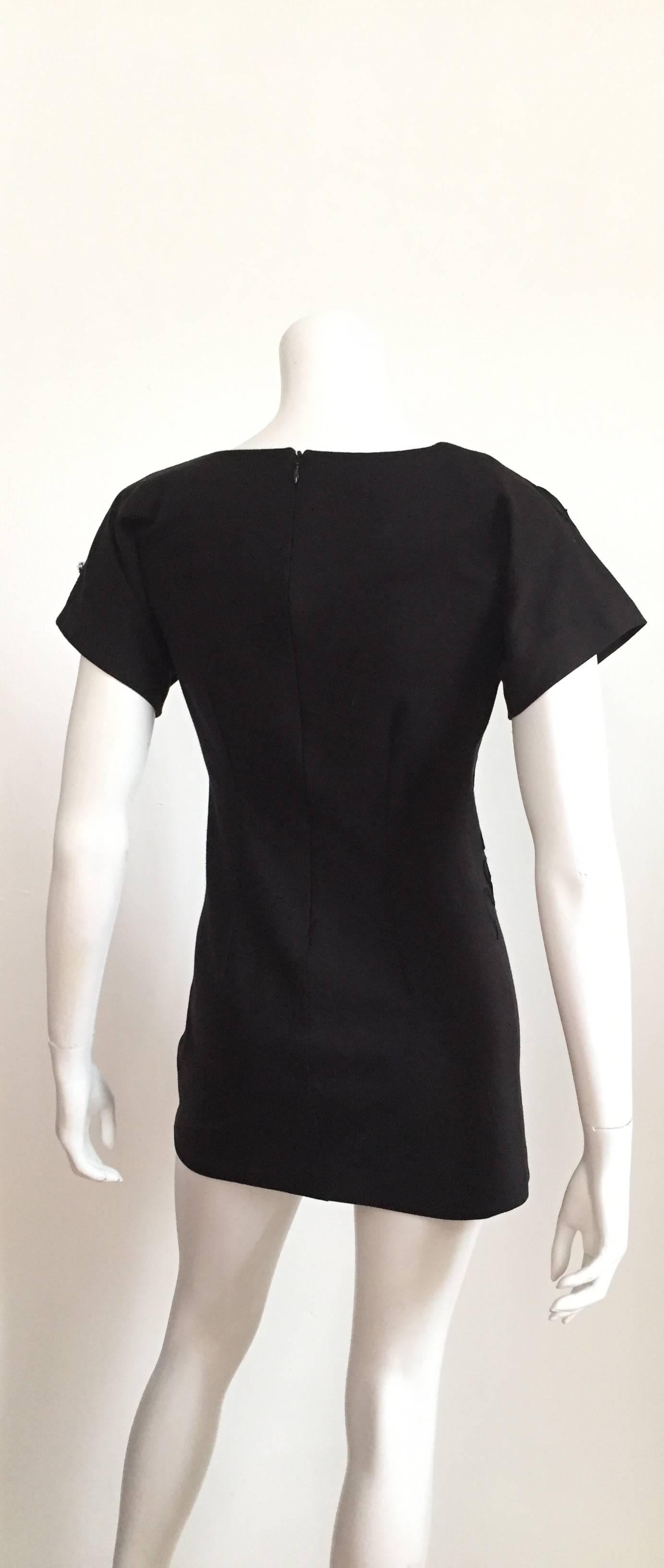 Leo Narducci Cotton Black Mini Dress, Size 4  For Sale 1