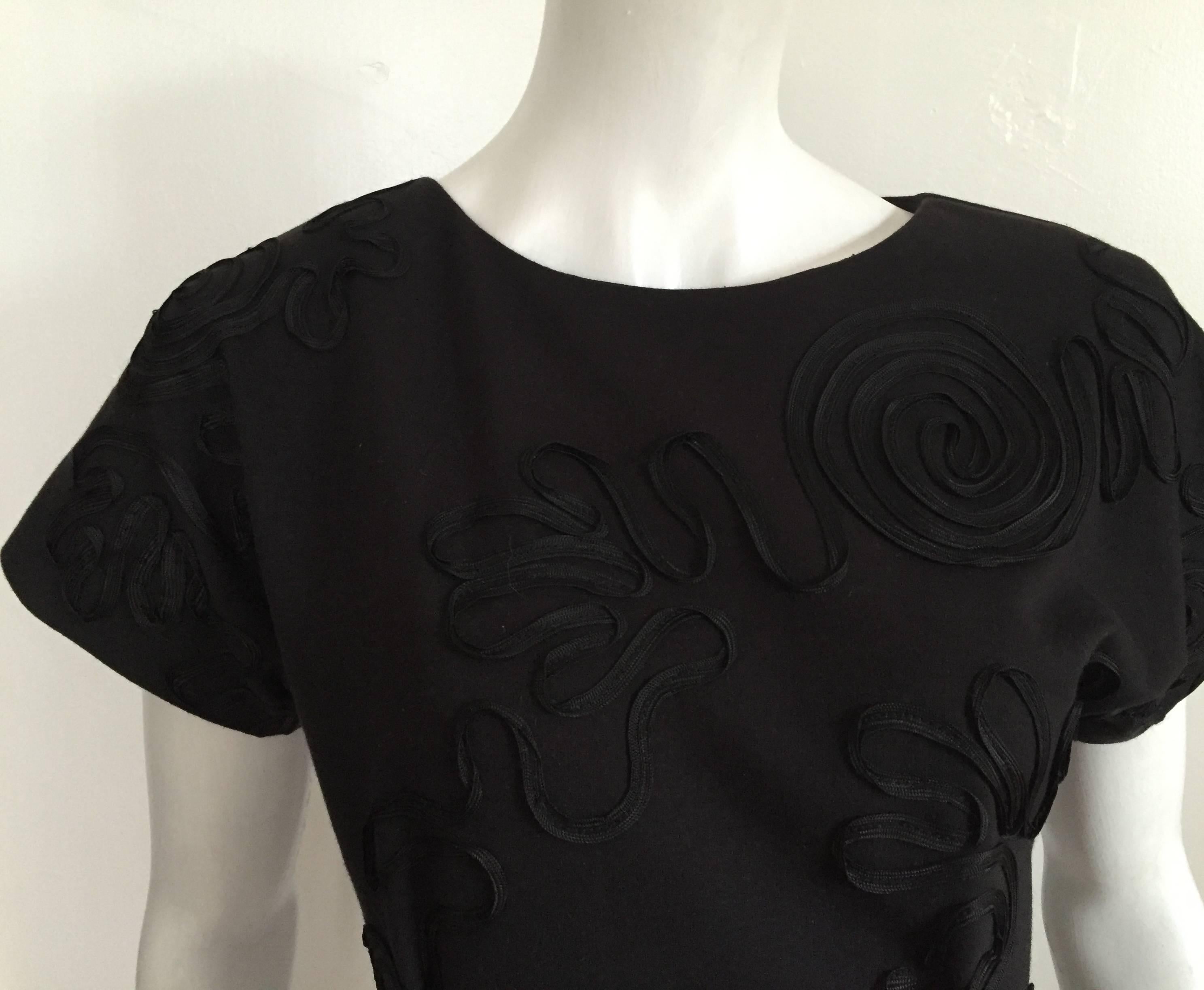 Leo Narducci Cotton Black Mini Dress, Size 4  For Sale 3