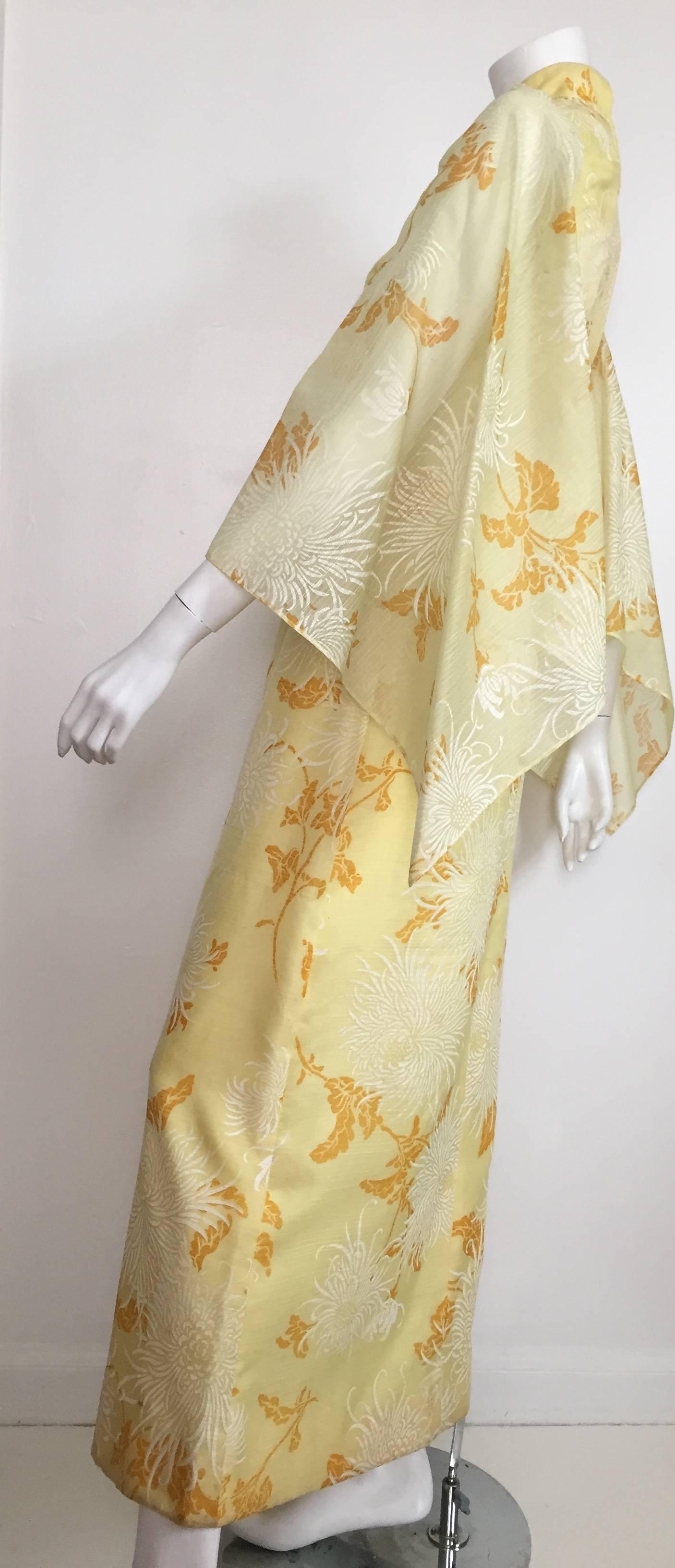 Alfred Shaheen Yellow Floral Maxi Gown Size 4  For Sale 1