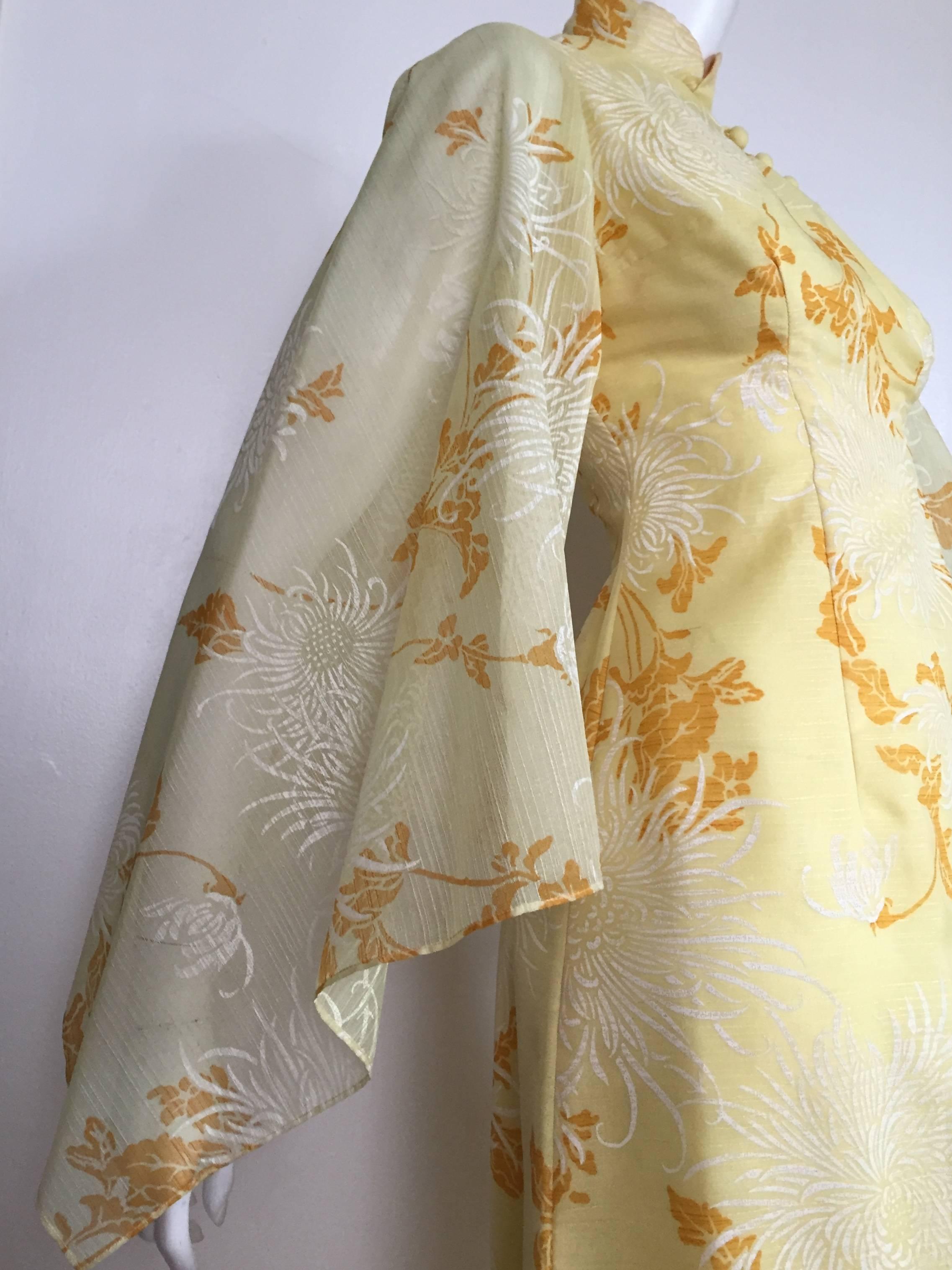 Alfred Shaheen Yellow Floral Maxi Gown Size 4  For Sale 2