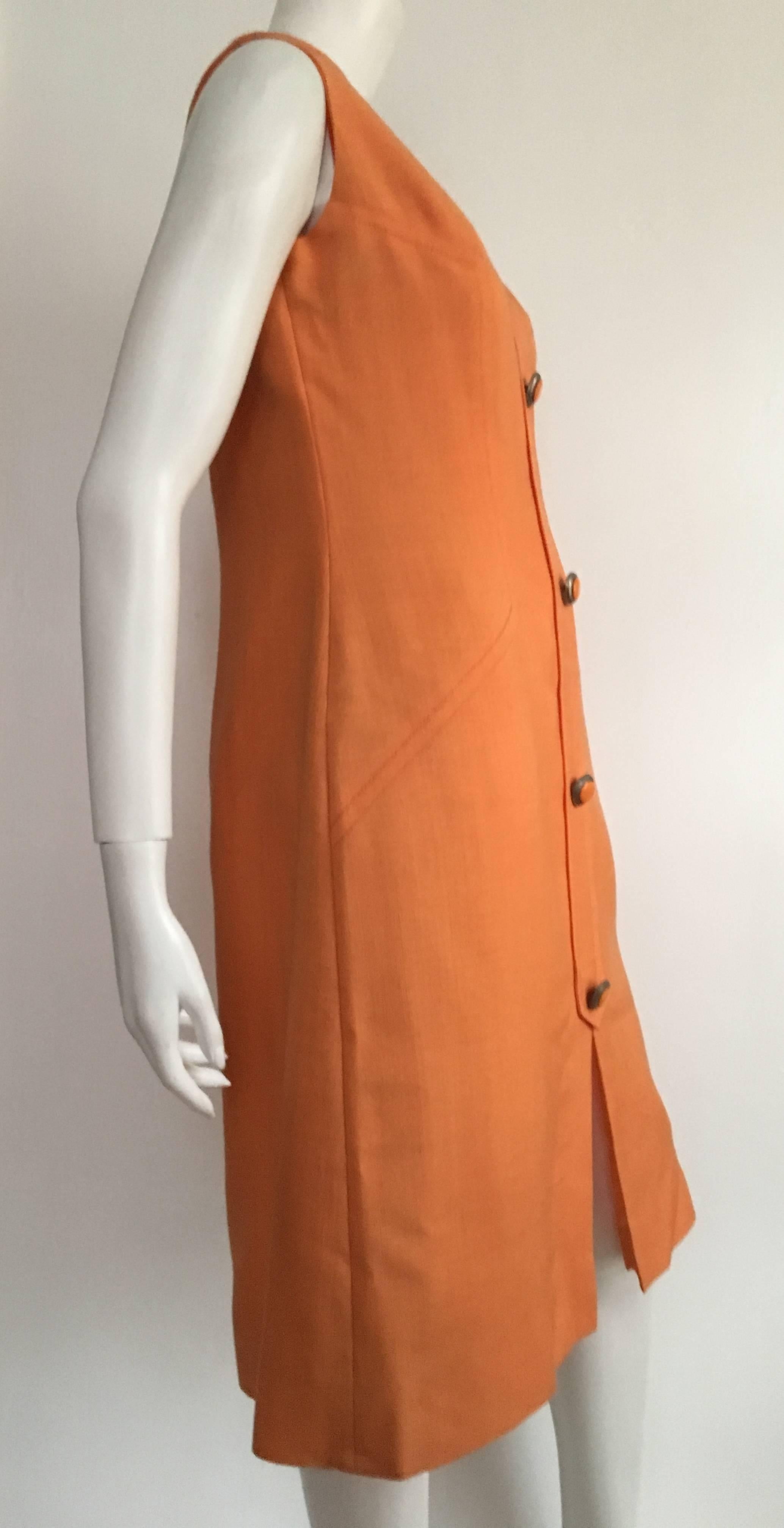 Anne Sorrente 60s Orange Wool Sleeveless Dress Size 8. In Excellent Condition In Atlanta, GA