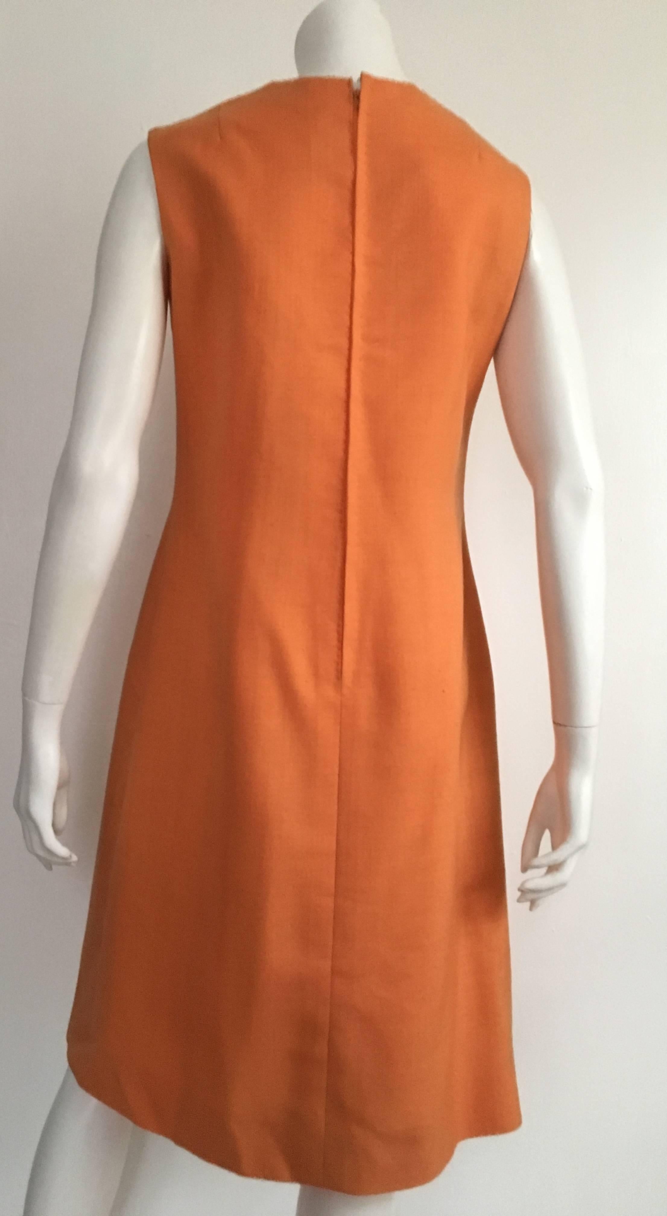 Women's Anne Sorrente 60s Orange Wool Sleeveless Dress Size 8.