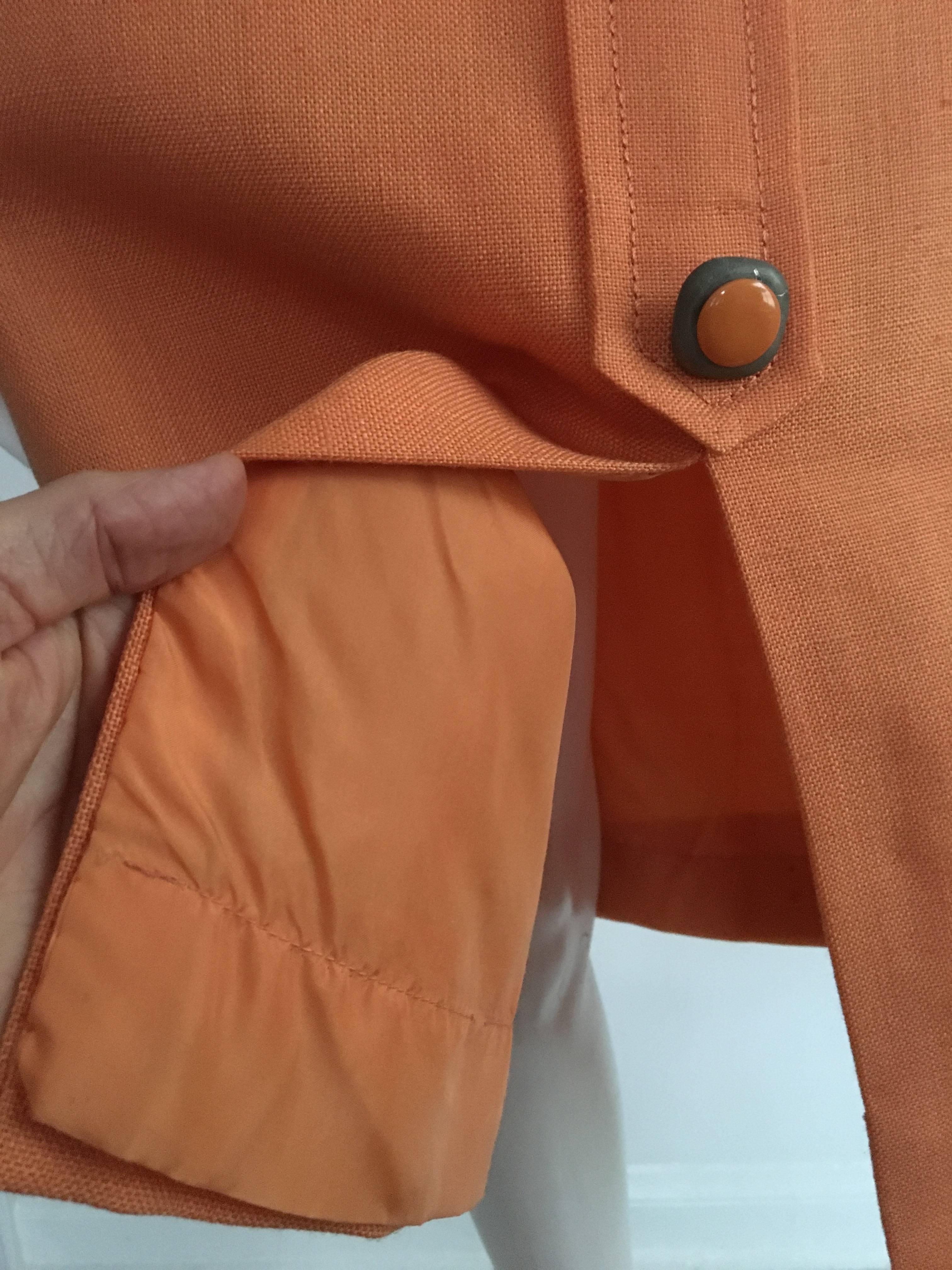 Anne Sorrente 60s Orange Wool Sleeveless Dress Size 8. 2