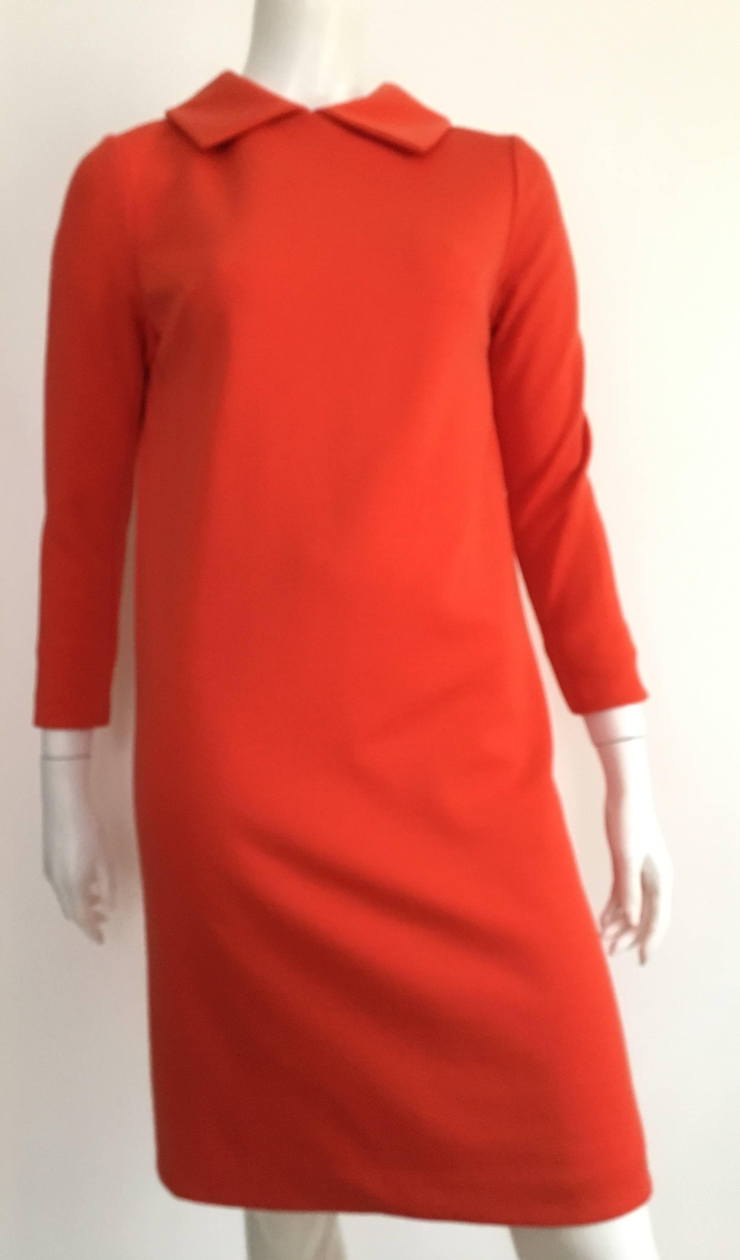 Bill Blass for Maurice Rentner 1960s Orange Wool Knit Dress Size 6. 4