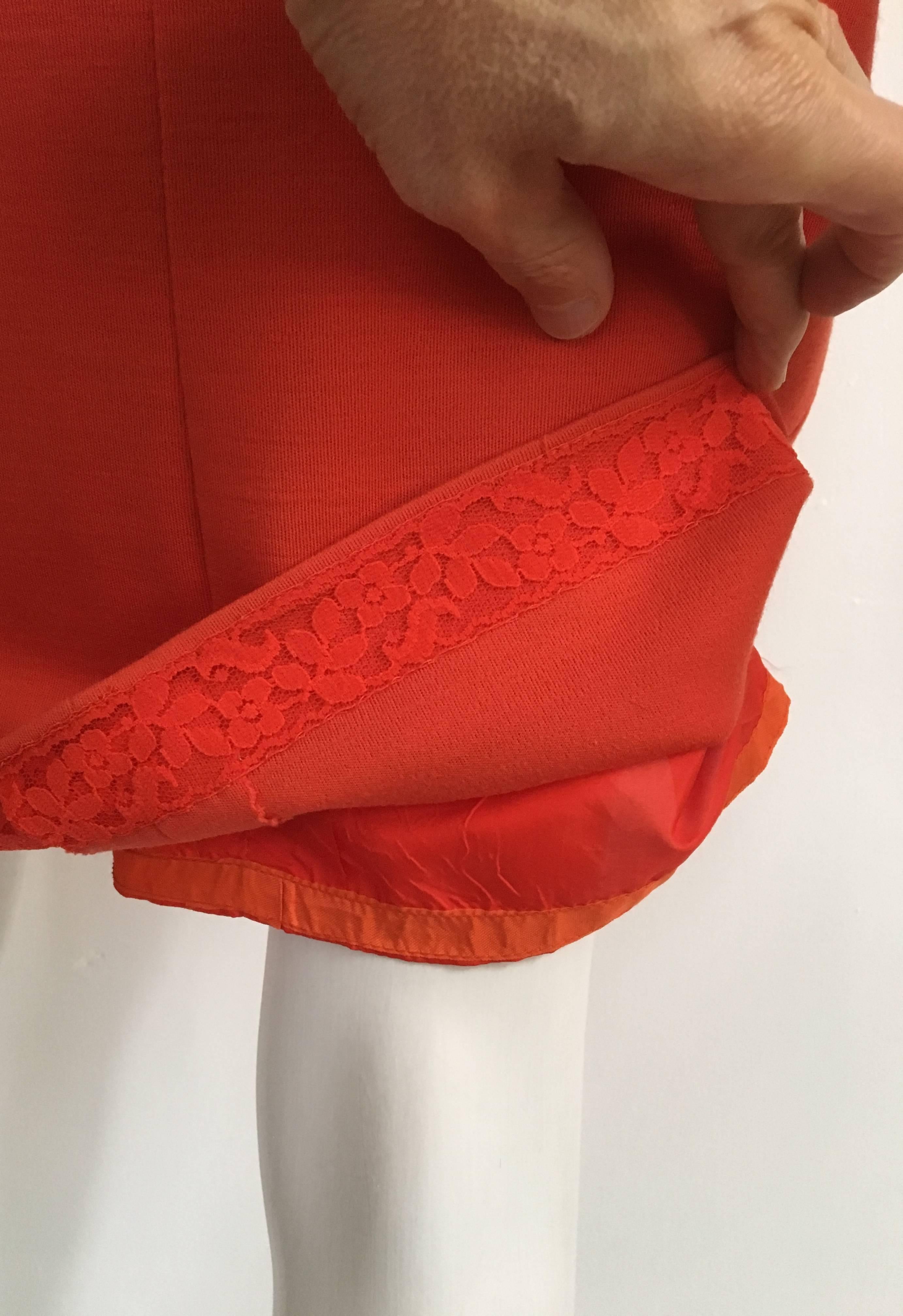 Bill Blass for Maurice Rentner 1960s Orange Wool Knit Dress Size 6. 2