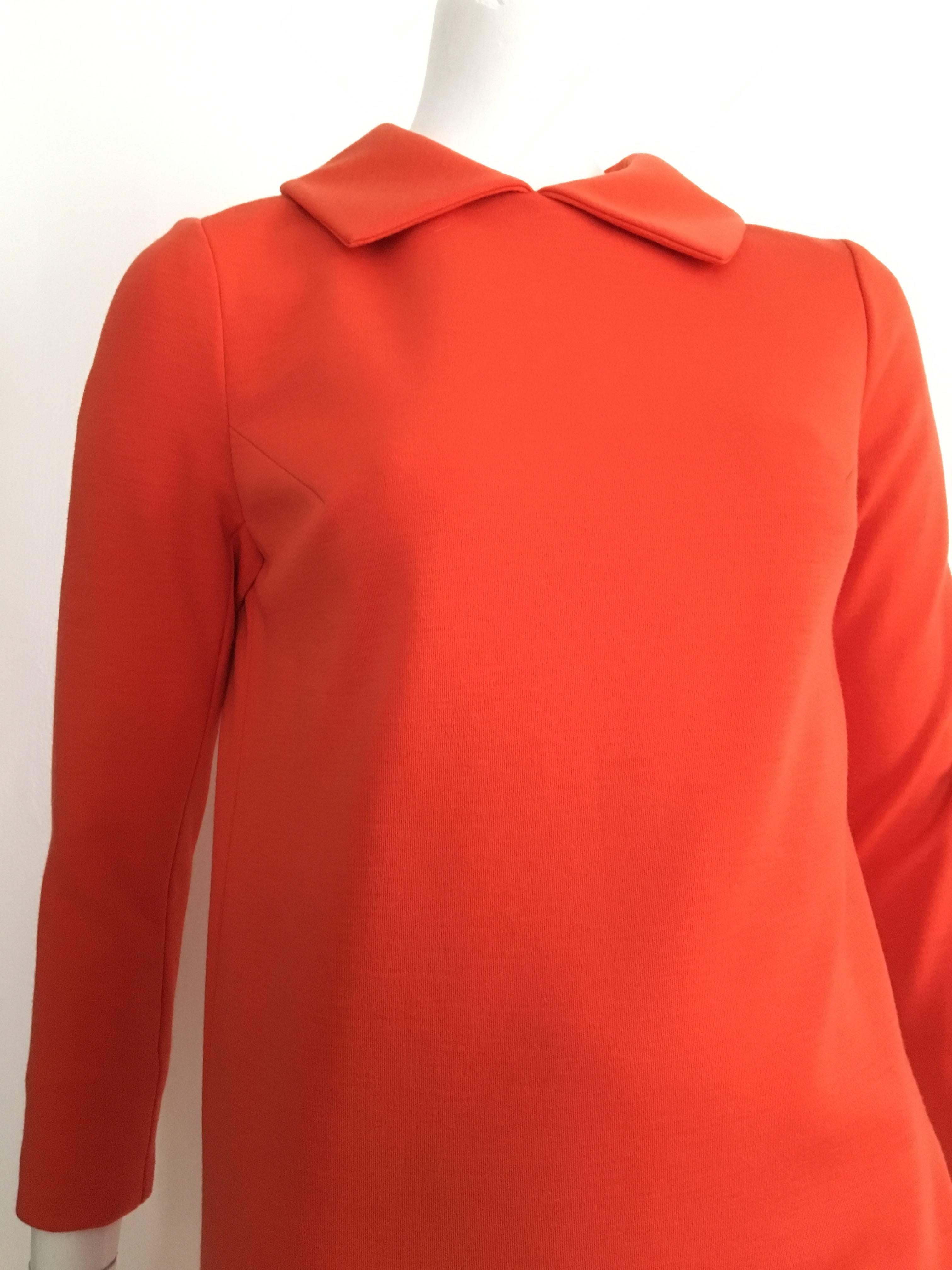 Bill Blass for Maurice Rentner 1960s orange wool knit dress is a vintage size 10 but fits like a modern USA size 6.  Please see & use the measurements listed below so you can properly measure your lovely body to make certain this will fit you the