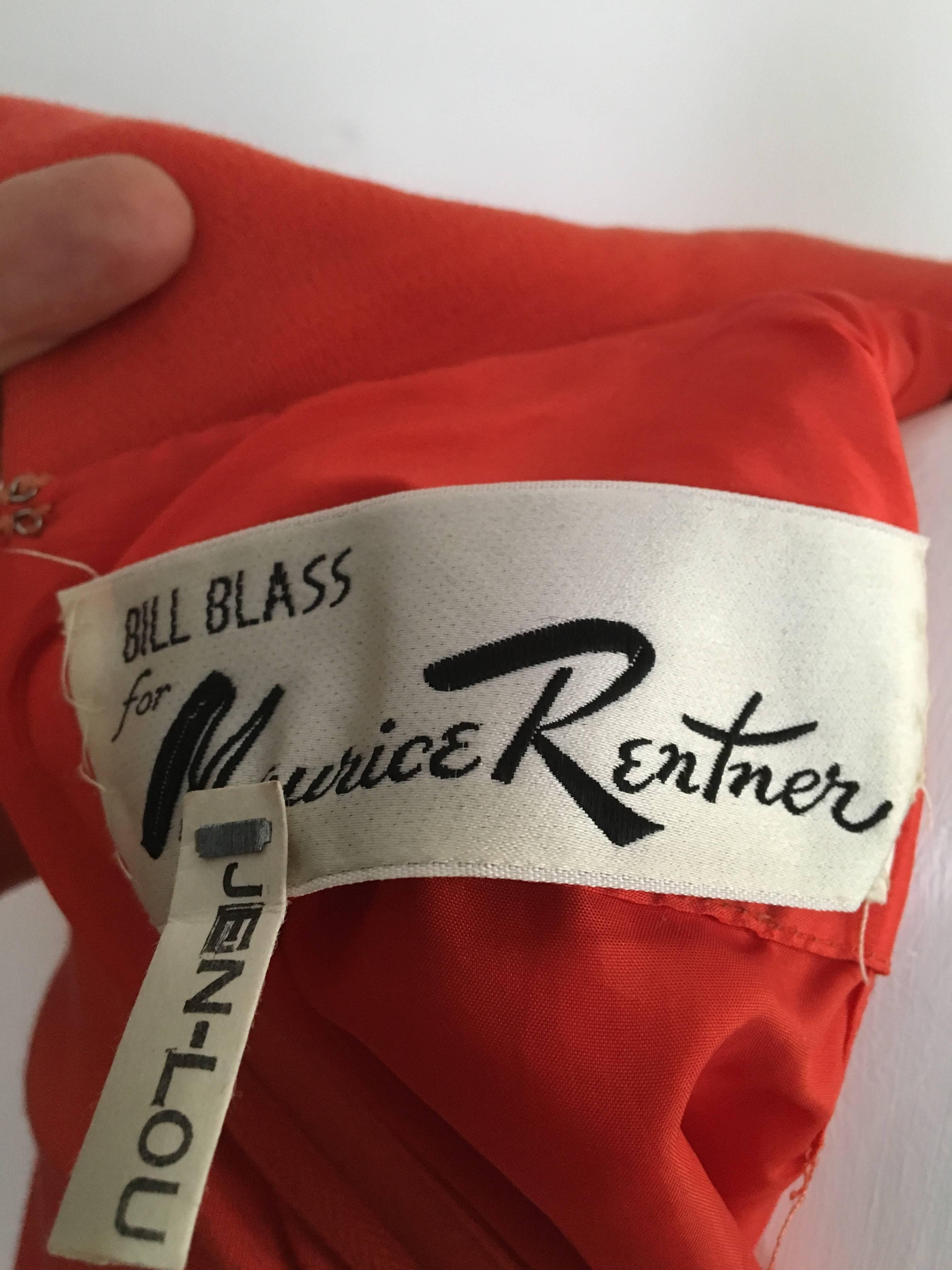 Bill Blass for Maurice Rentner 1960s Orange Wool Knit Dress Size 6. 3