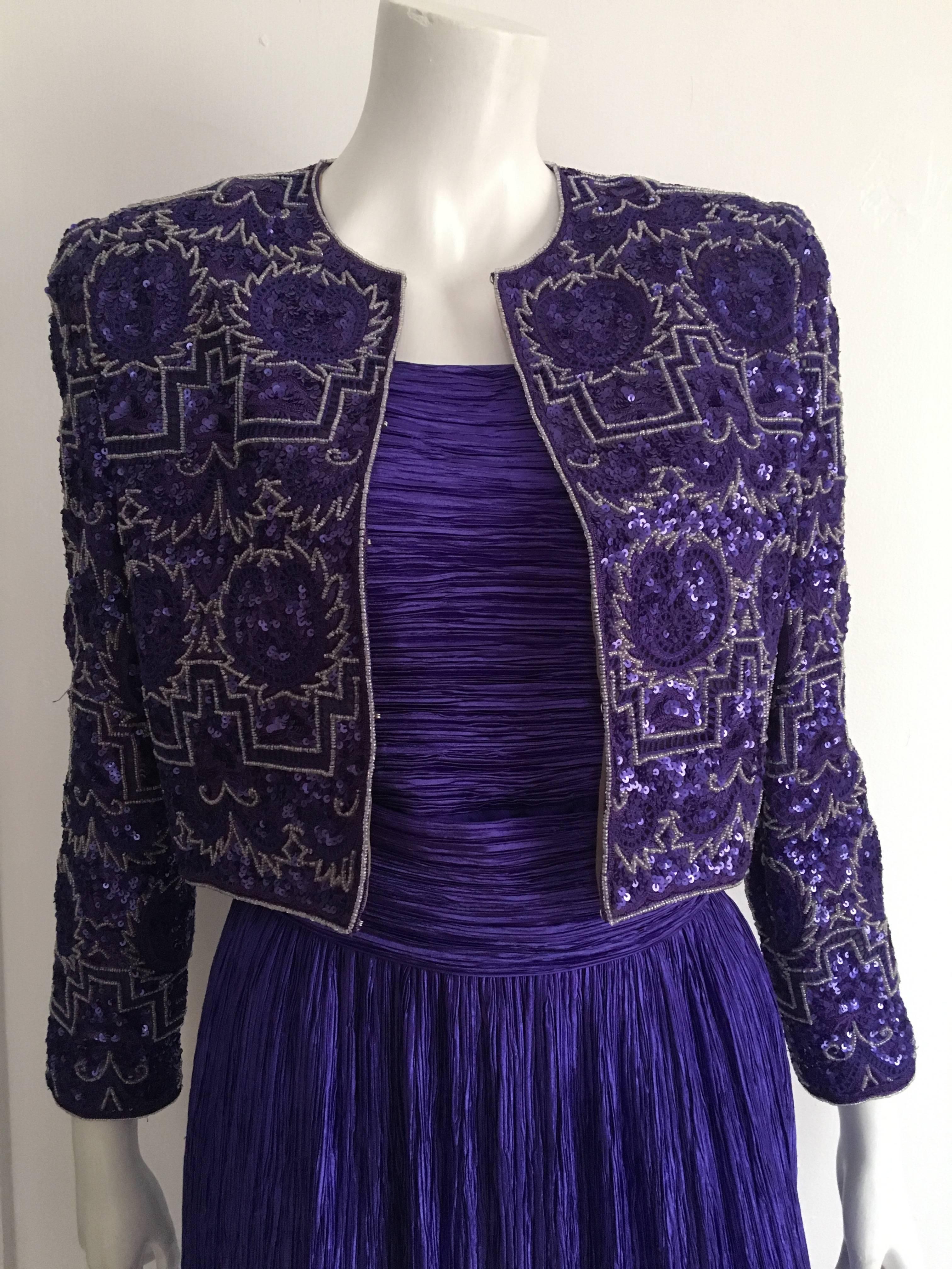 Purple Mary McFadden Couture for Saks 80s Gown Size 6.  For Sale