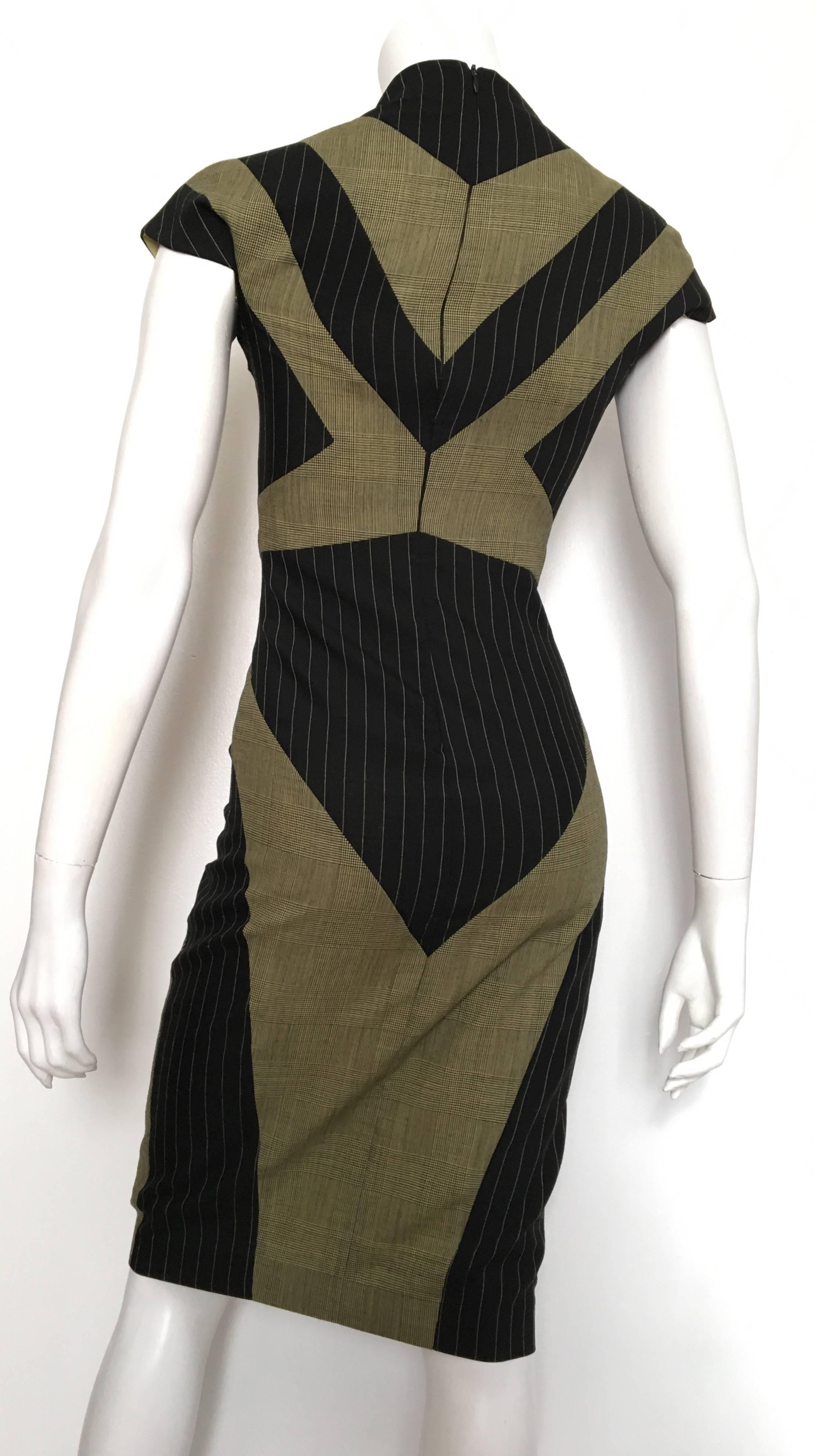 Women's Alexander McQueen 90s Glen Plaid Wool Dress Size 4.