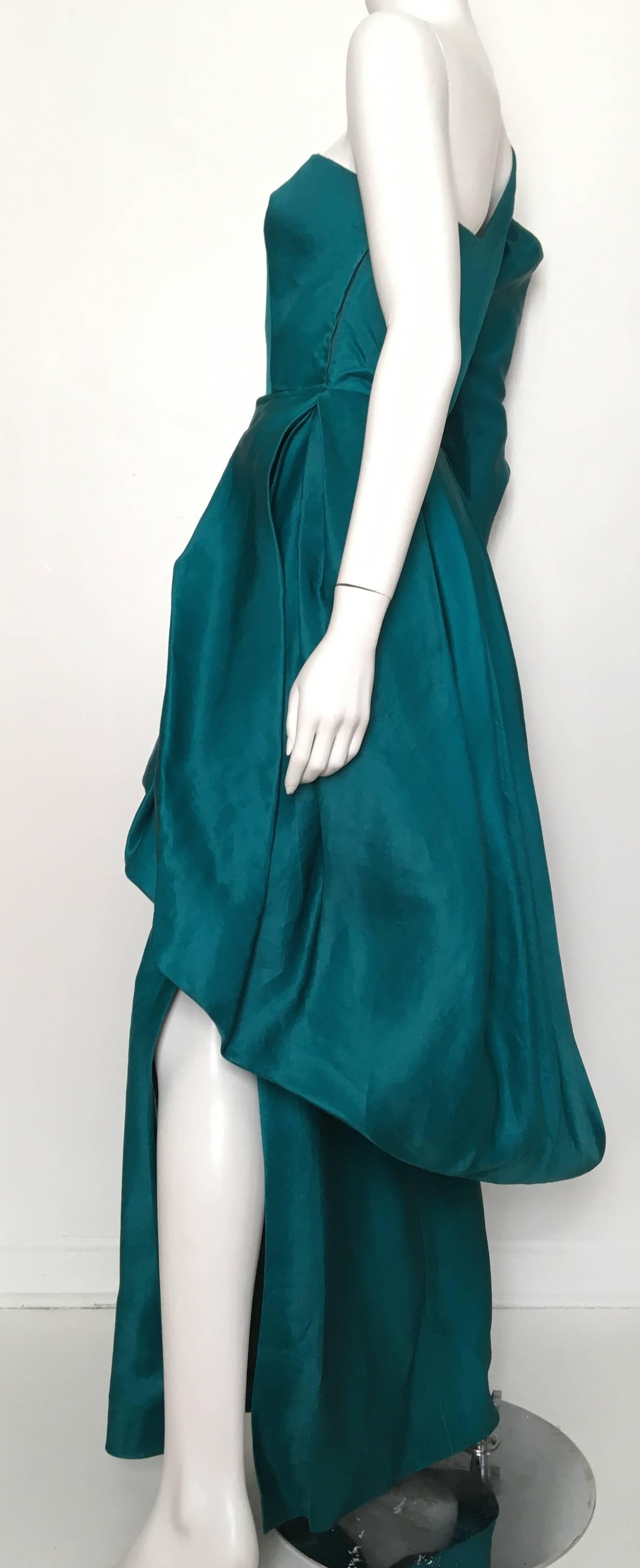Tan Giudicelli 80s Silk Evening Gown Size 4. In Excellent Condition For Sale In Atlanta, GA