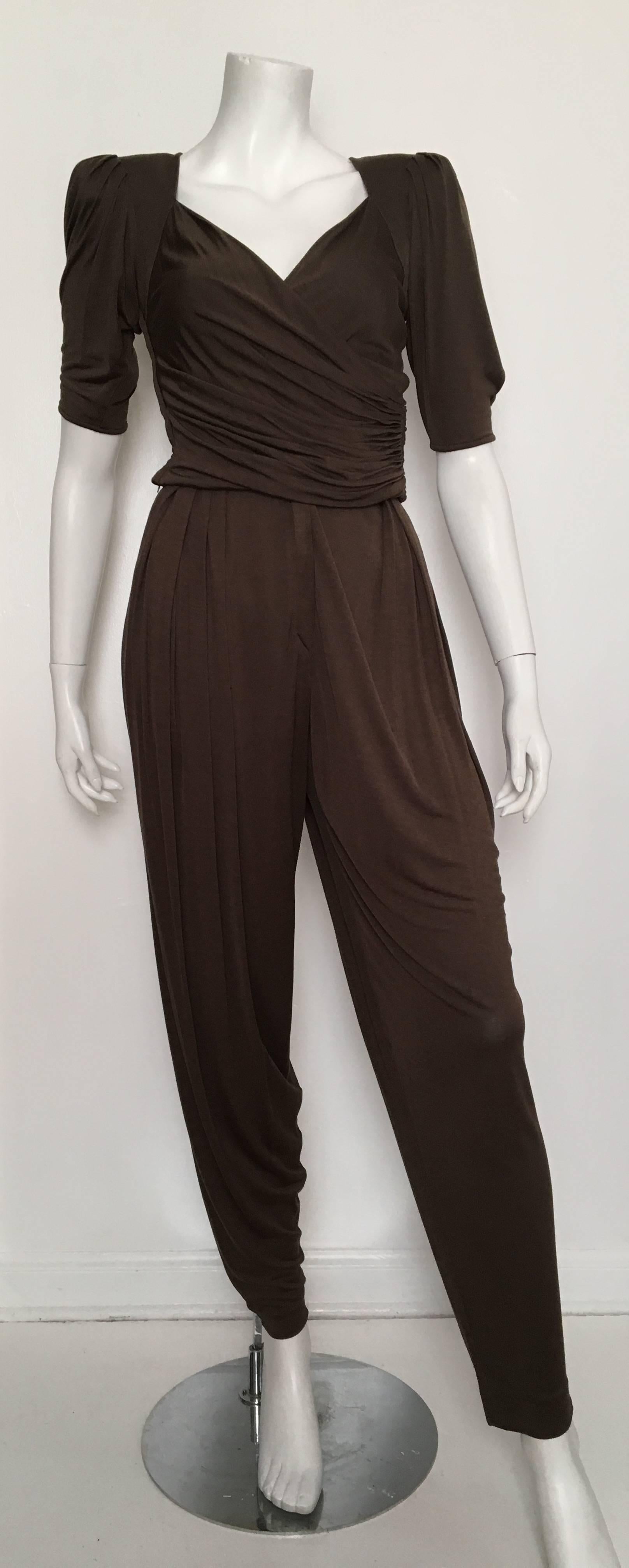 Ungaro 80s Brown Silk Jersey Top & Pants Size 4. For Sale 5