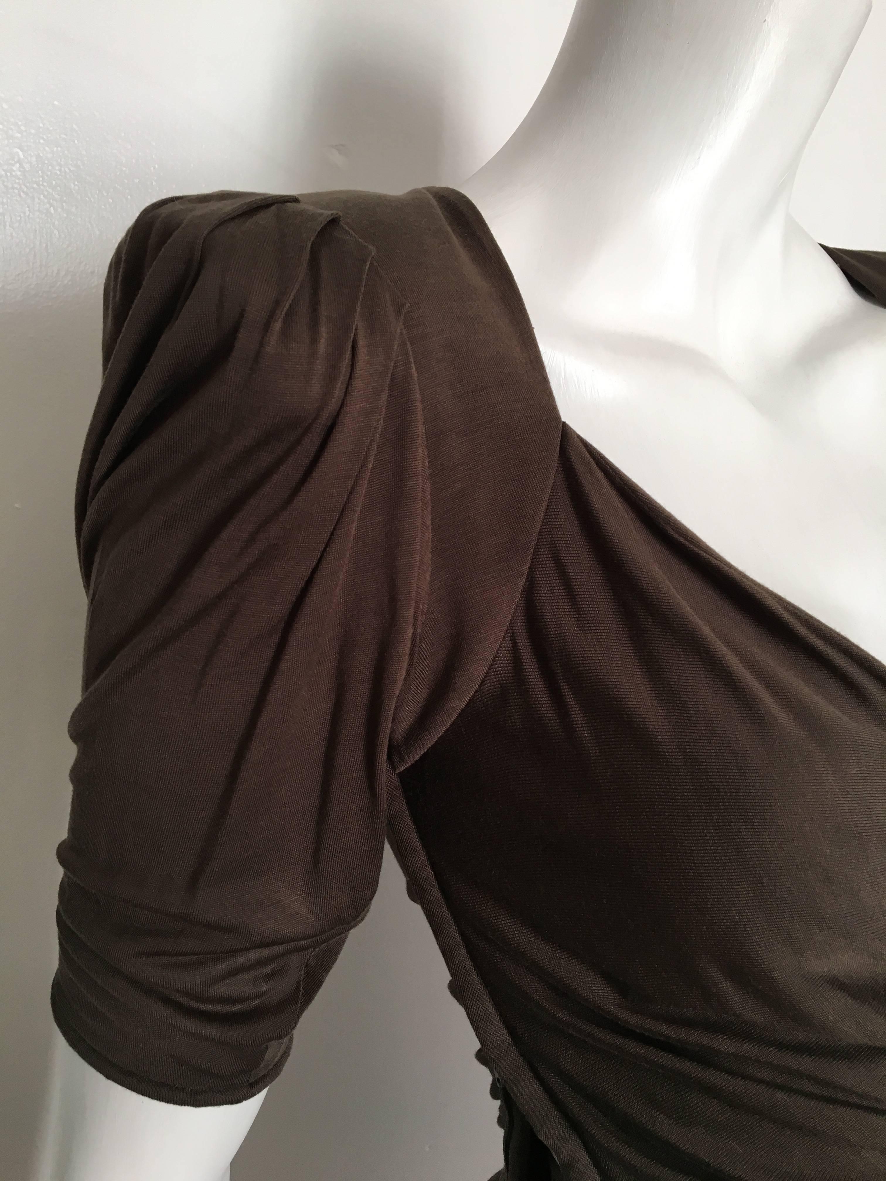 Ungaro 80s Brown Silk Jersey Top & Pants Size 4. For Sale 3