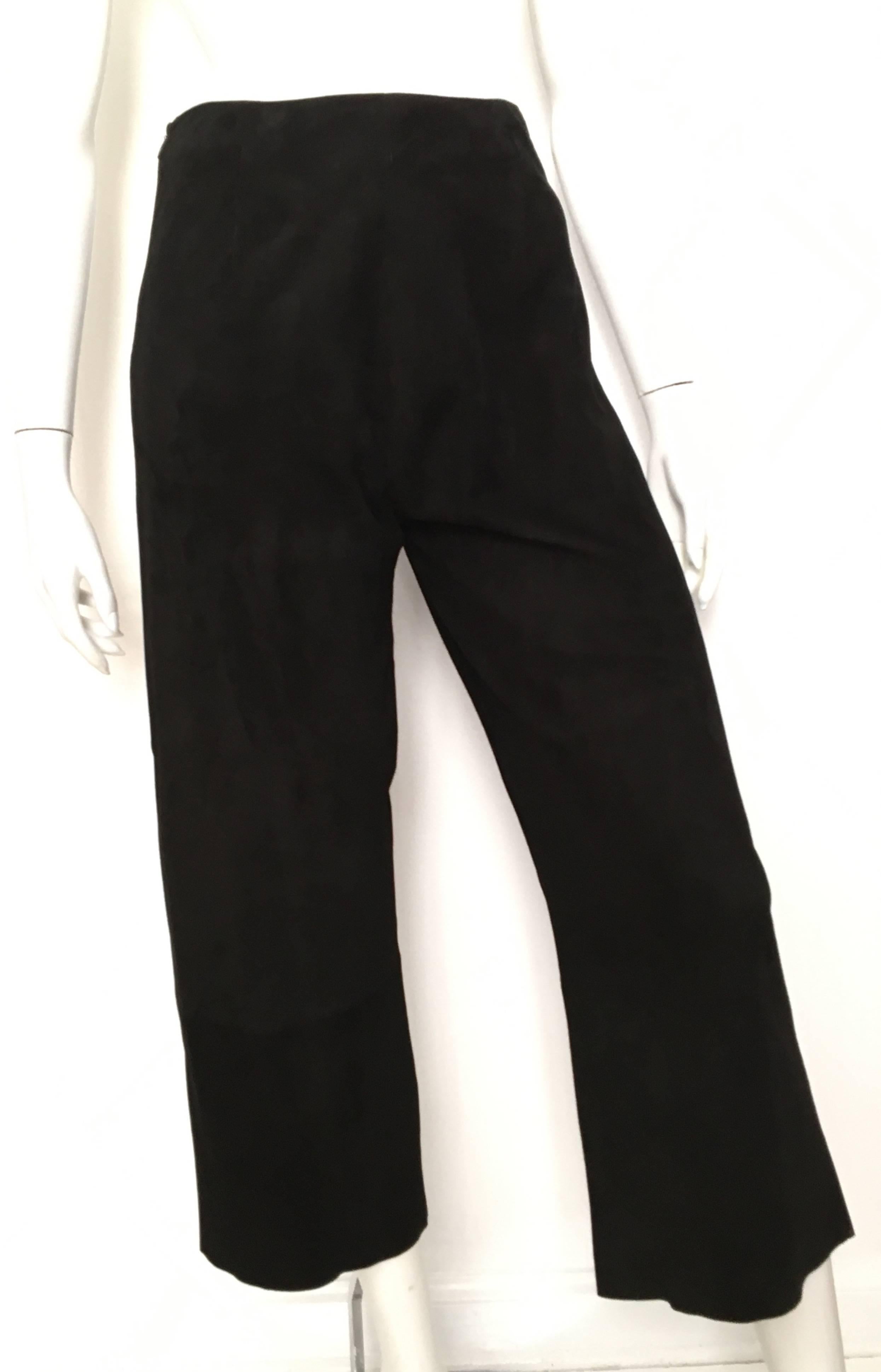 Hermes Black Lambskin Gaucho Pants Size 4 / 36. For Sale 4