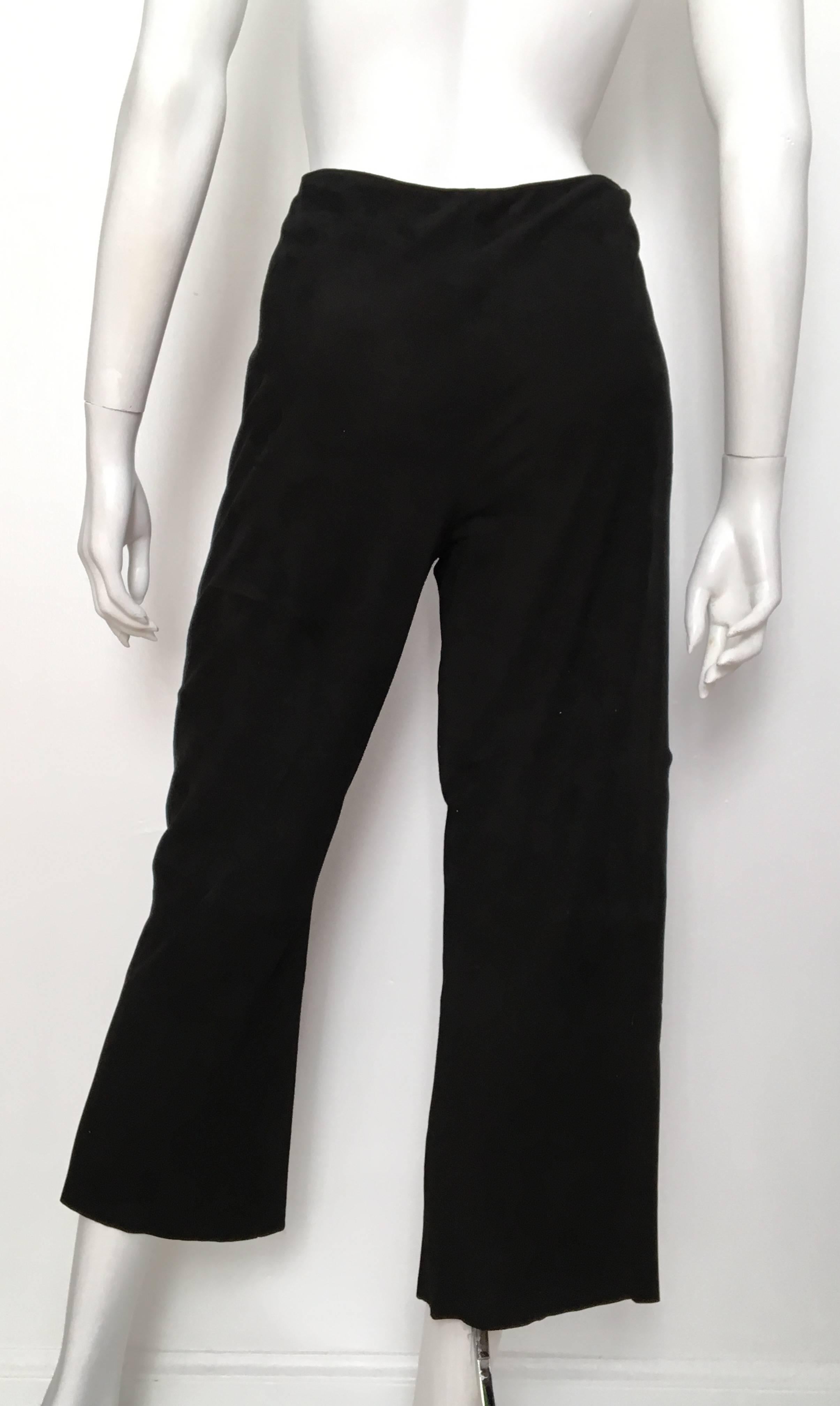 Hermes Black Lambskin Gaucho Pants Size 4 / 36. In Excellent Condition For Sale In Atlanta, GA