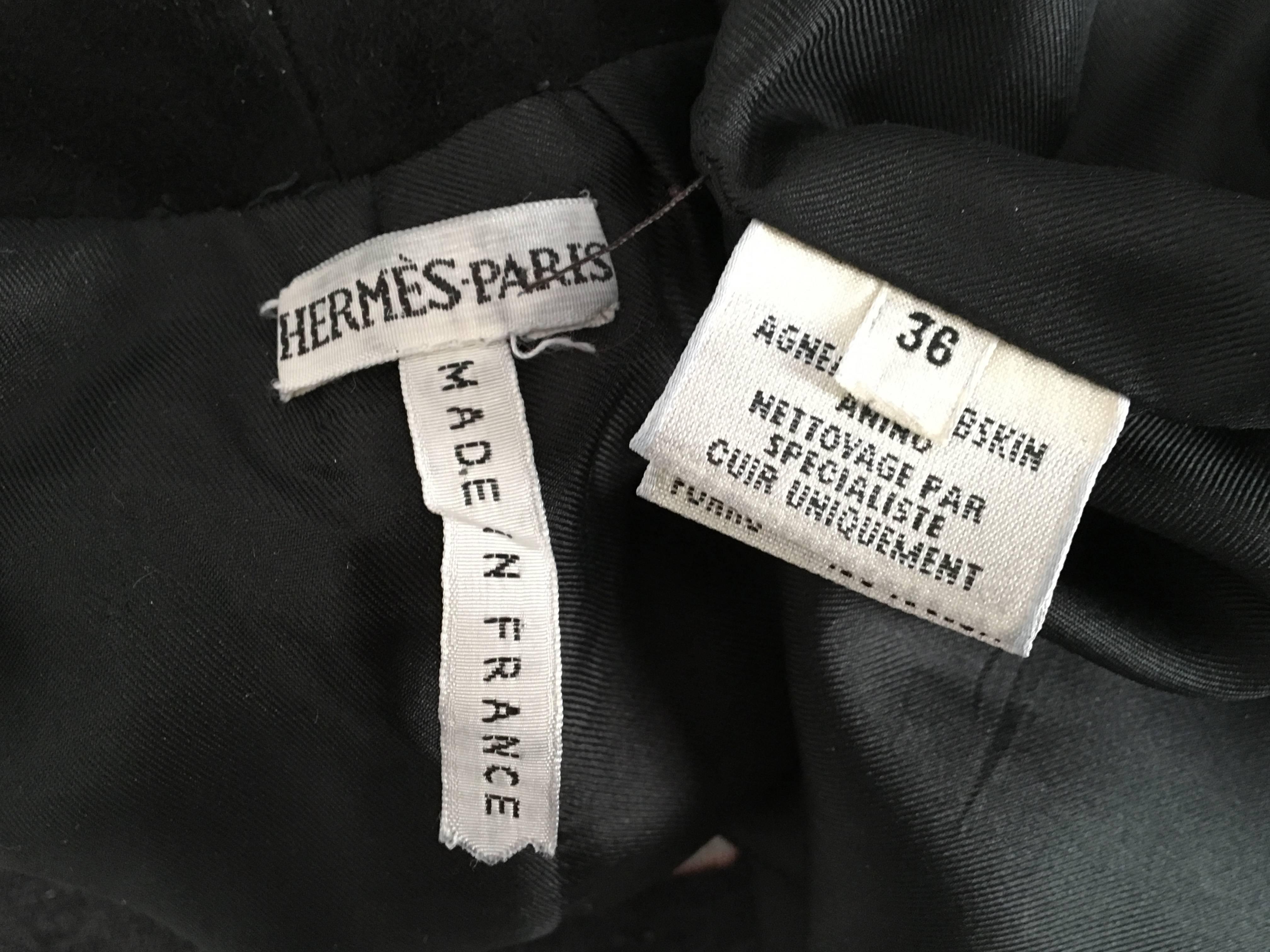 Hermes Black Lambskin Gaucho Pants Size 4 / 36. For Sale 3