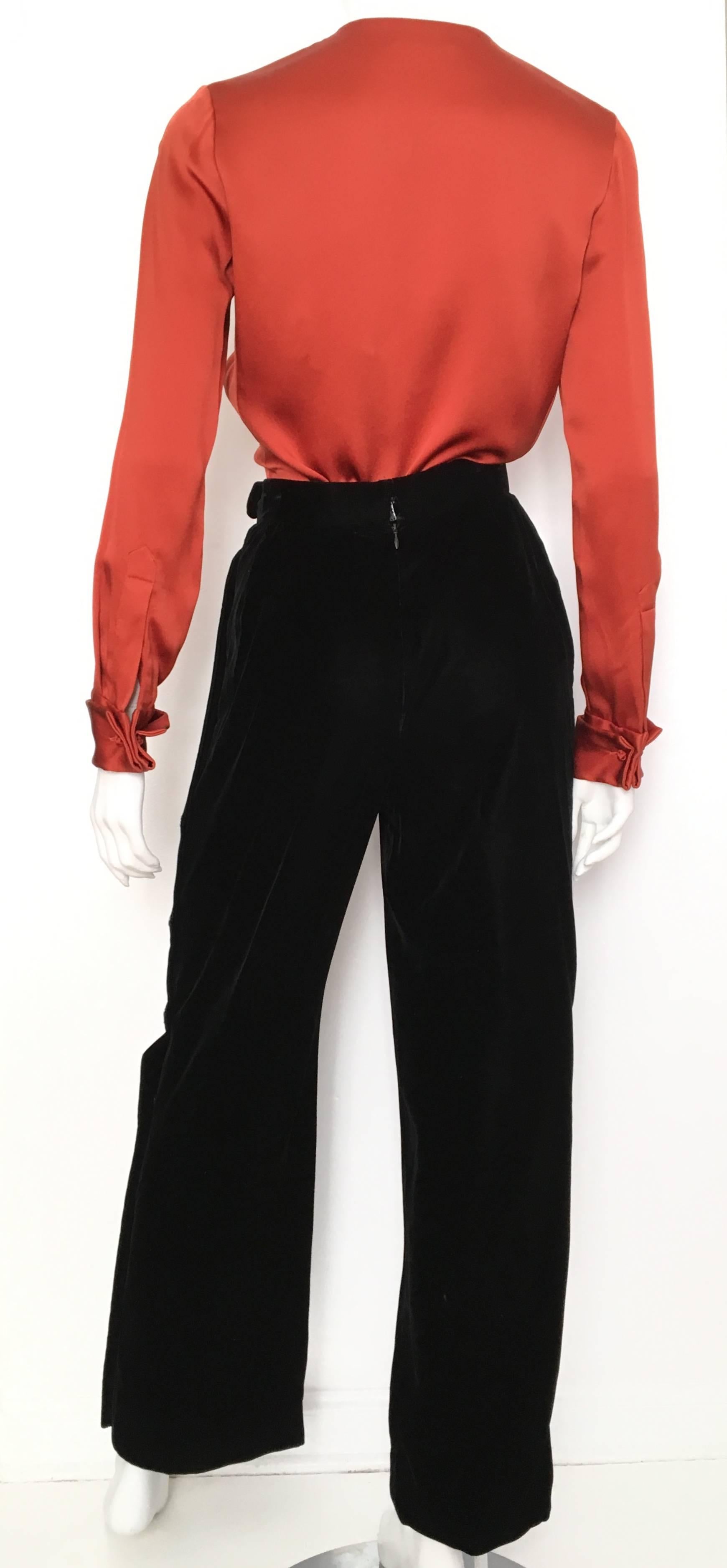 Bill Blass 70s Silk Blouse & Black Velvet Pants Size 4. 1