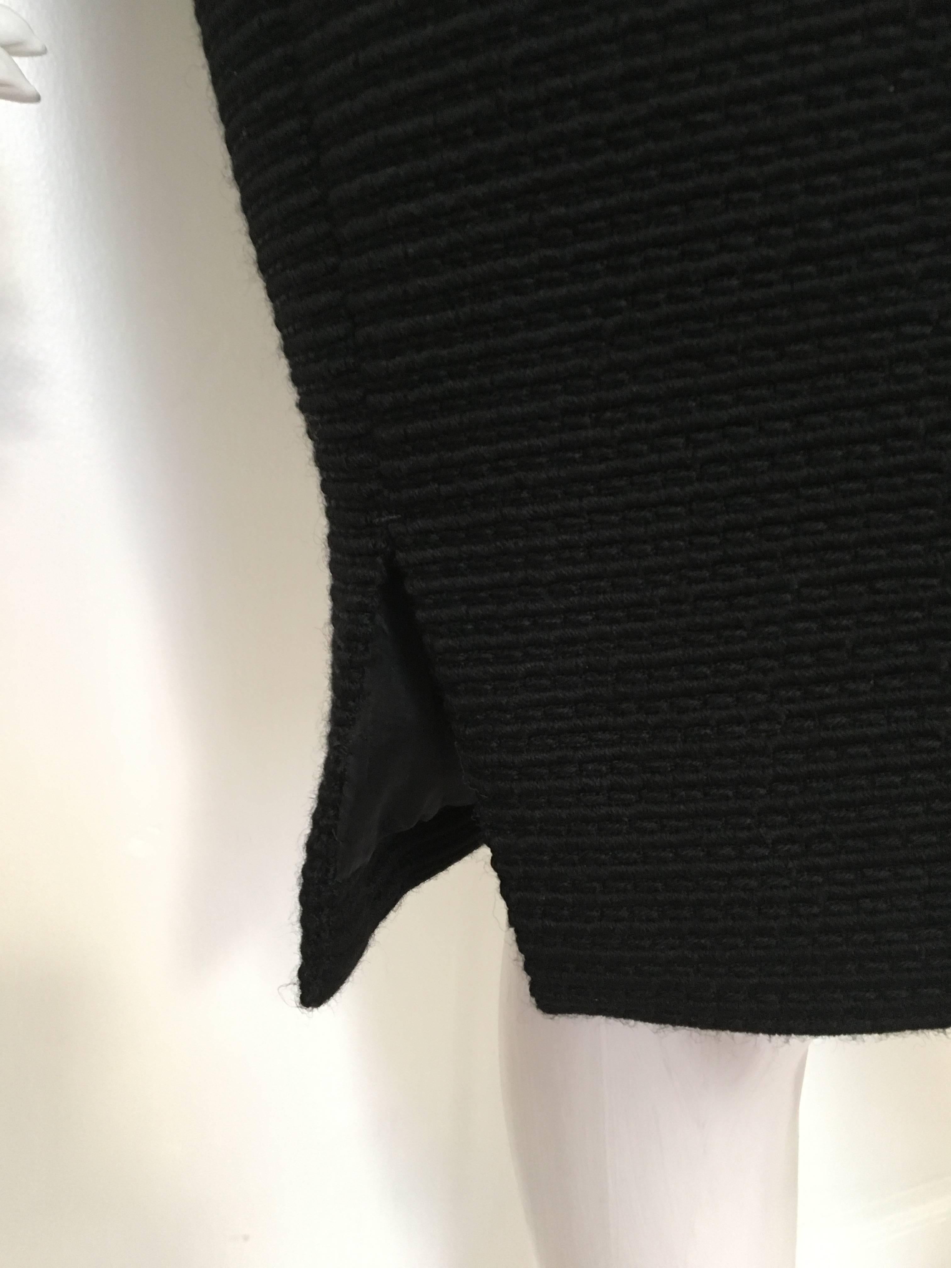 Carolyne Roehm Black Cotton Ribbed Dress, 1980s  For Sale 1