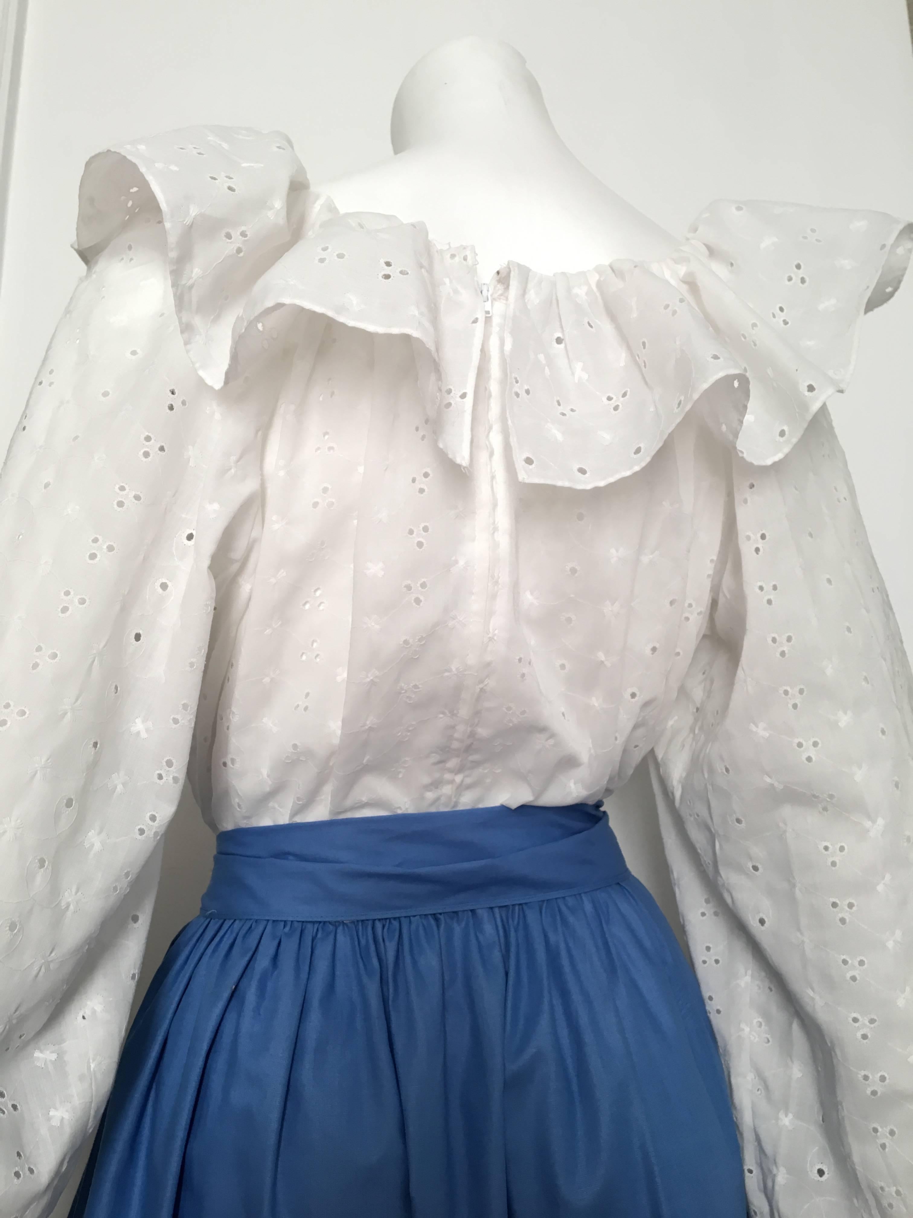Bill Blass 1980s Maxi Cotton Dress Size 8 / 10. 1
