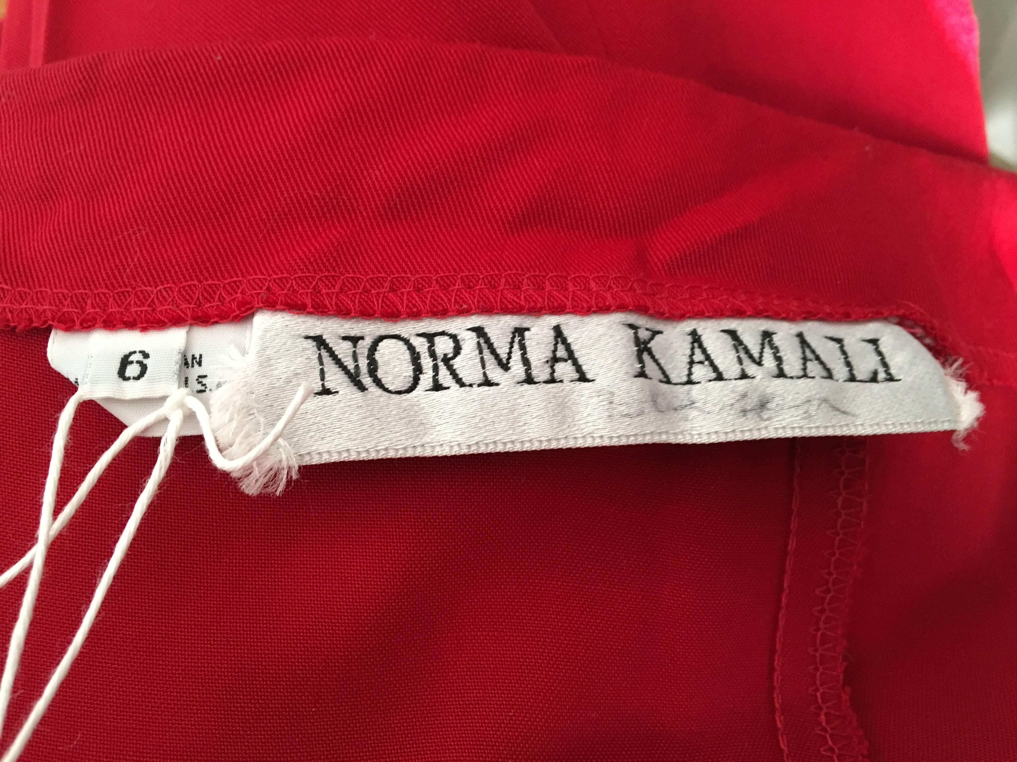 Norma Kamali Red Cotton Long Pleated Skirt Size 4. For Sale 2