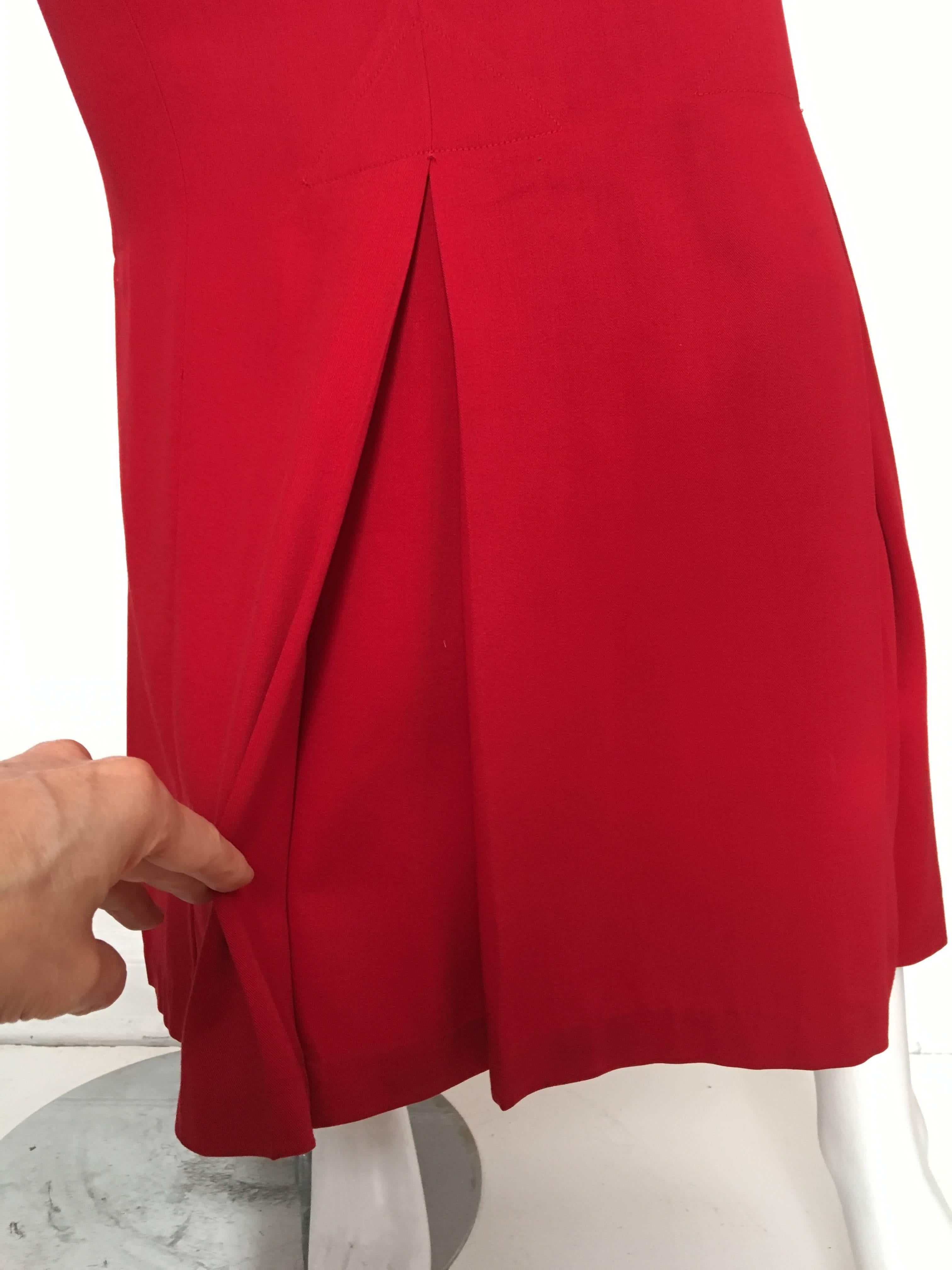 Norma Kamali 1980s long fire engine red cotton pleated skirt is a vintage size 6 but fits like a modern USA size 4.  Please use your tape measure so you can properly measure your lovely body to make certain this will fit to perfection. This fits my