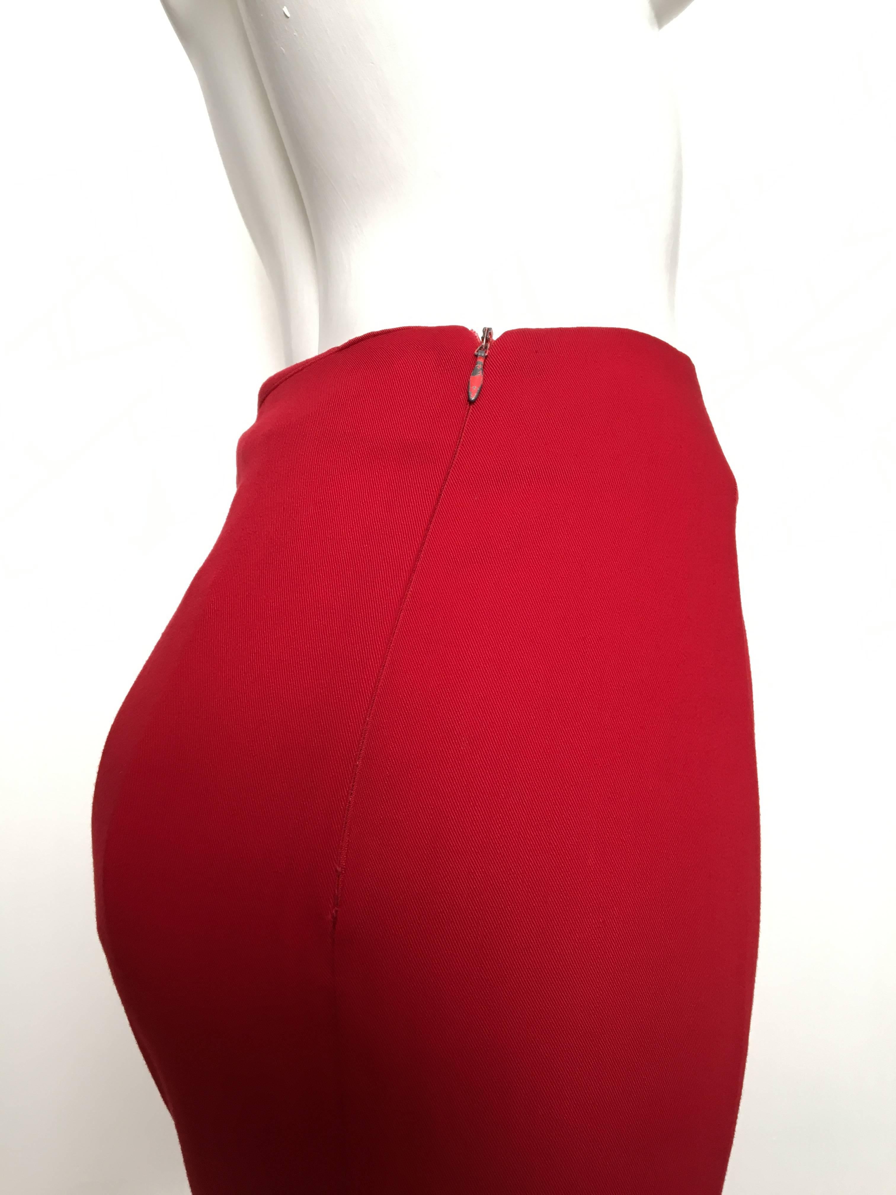 Women's or Men's Norma Kamali Red Cotton Long Pleated Skirt Size 4. For Sale